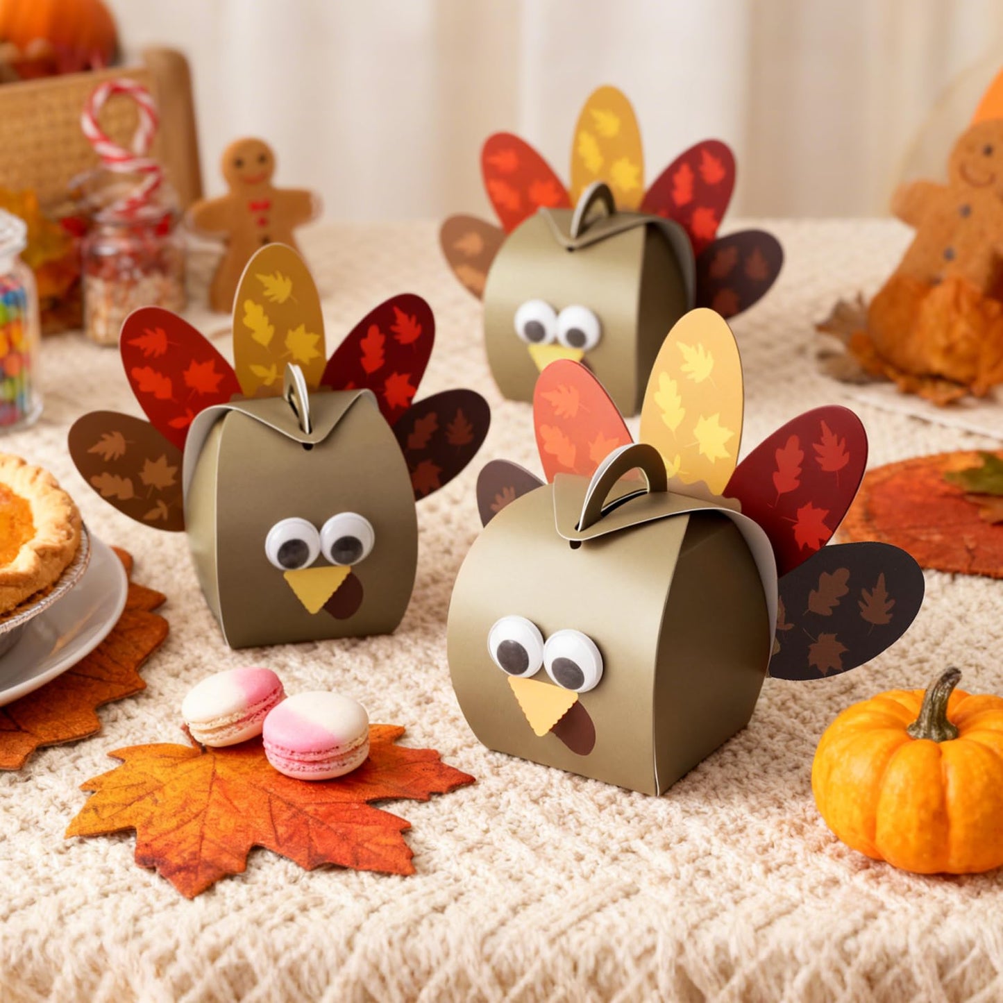 Mason Life Thanksgiving Gift Boxes, 24PCS Turkey Candy Treat Boxes, Thanksgiving Party Favor Boxes, Funny Thankful Goodies Box, Cupcake Box for Holiday Dinner Decoration, Table Centerpiece