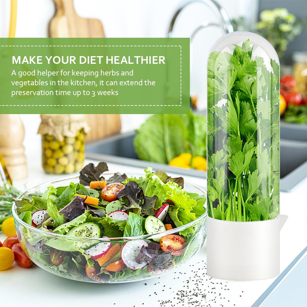 Cramelith 3PCS Herb Keeper for Refrigerator + Herb Stripper, Cilantro Container for Fridge, Vegetable Preservation Bottle for Cilantro, Mint, Keeps Greens Fresh for 2-3 Weeks