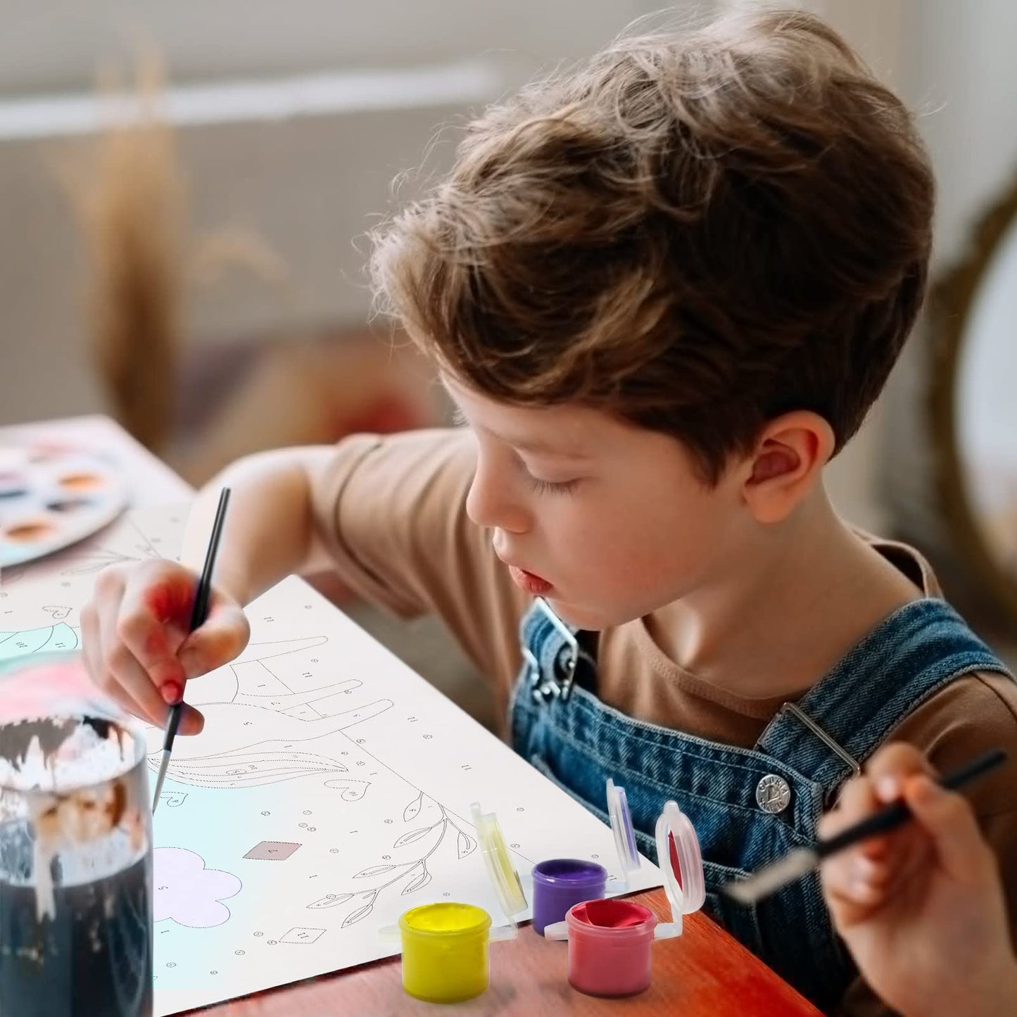 Nariolar Paint by Numbers for Kids Ages 4-8-12 with 7X9.5 inch Pre-Printed Cardboard,11 Acrylic Paint Pots and 3 Painting Brushes, Room Decor for Children,(Proud Lion)