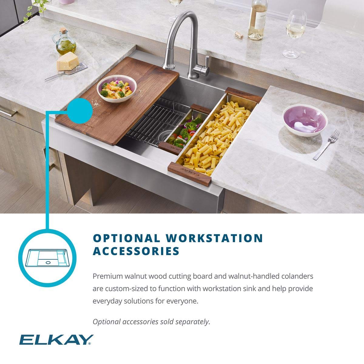 Elkay Dart Canyon LKCB1223LWN Hardwood 12" x 22-1/2" x 1" Cutting Board, Solid Walnut