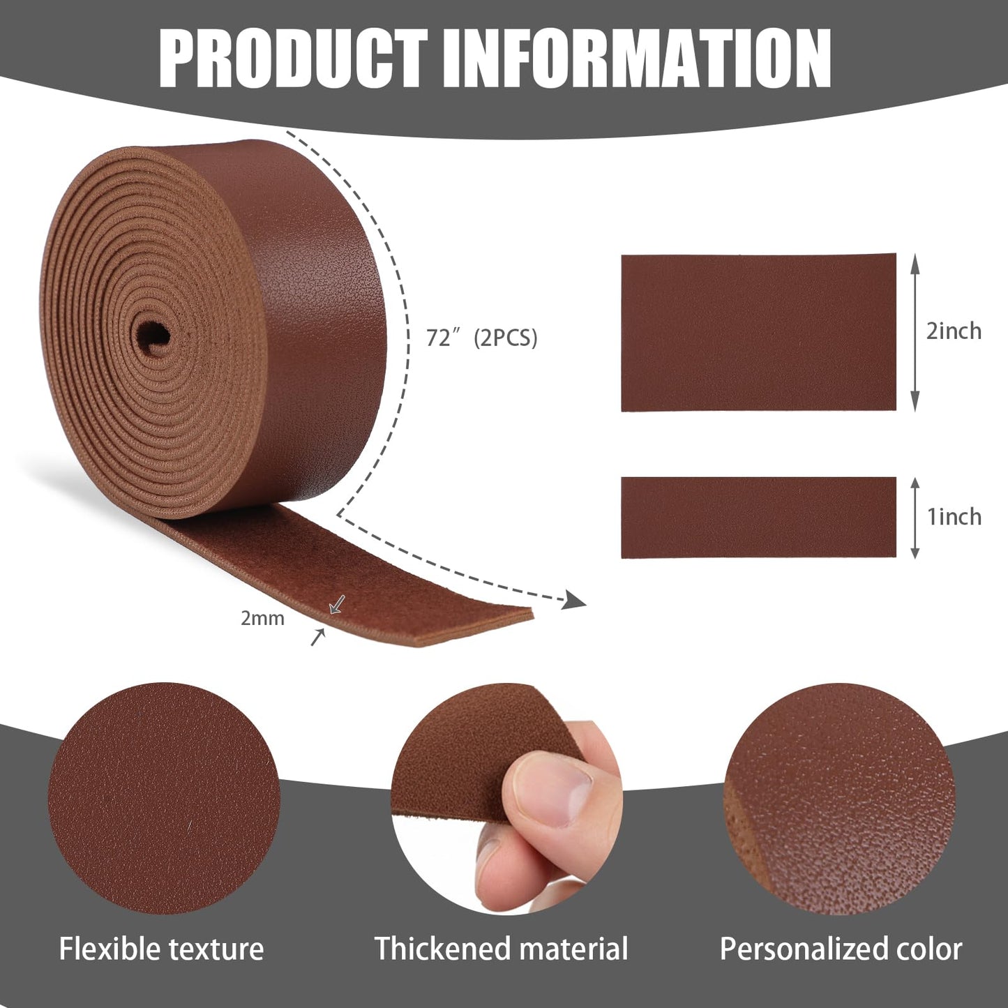 363 Pcs Faux Leather for Crafts Kit 140 Inches Leather Straps Flat with Wide 360 Rivets and 1 Double Rivet Tubular Setting Tool for DIY Bags Craft Repairs Decoration(Red Brown,1inch 2 Inch)