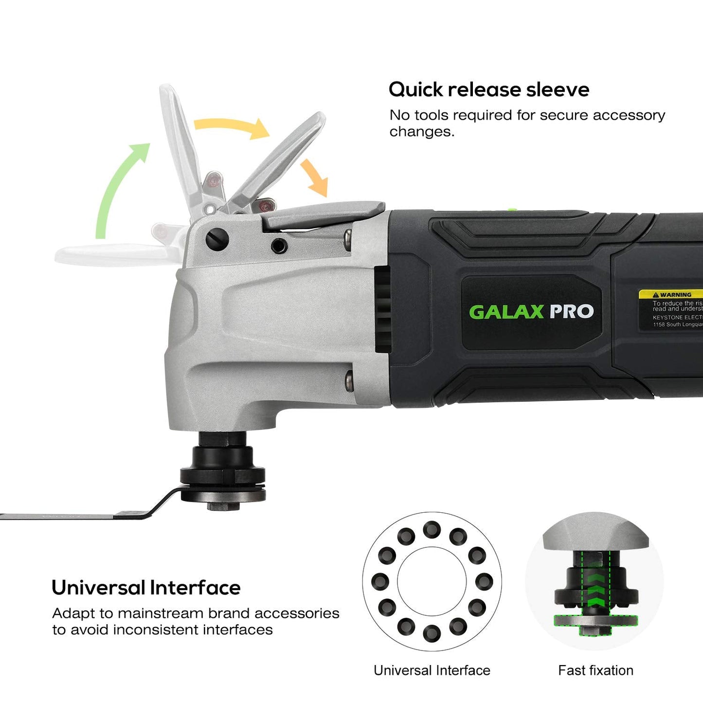 GALAX PRO 2.4Amp 6 Variable Speed Oscillating Multi-Tool Kit with Quick-Lock accessory change, Oscillating Angle:3°, 28pcs Accessories and Carry Bag