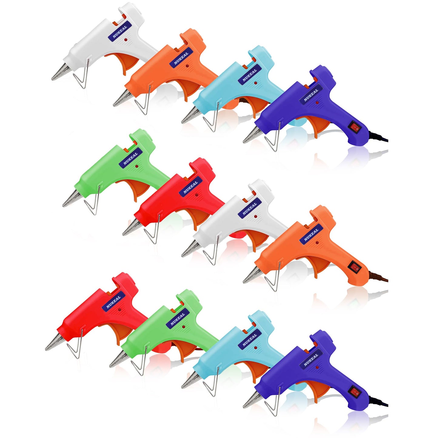 Mini Hot Glue Gun Kit 12 Pieces, Hot Melt Glue Guns for Kids School Craft Project DIY Arts and Home Quick Repairs, 20 Watts, 6 Colors (Navy Blue, White, Green, Orange, Red, Sky Blue)