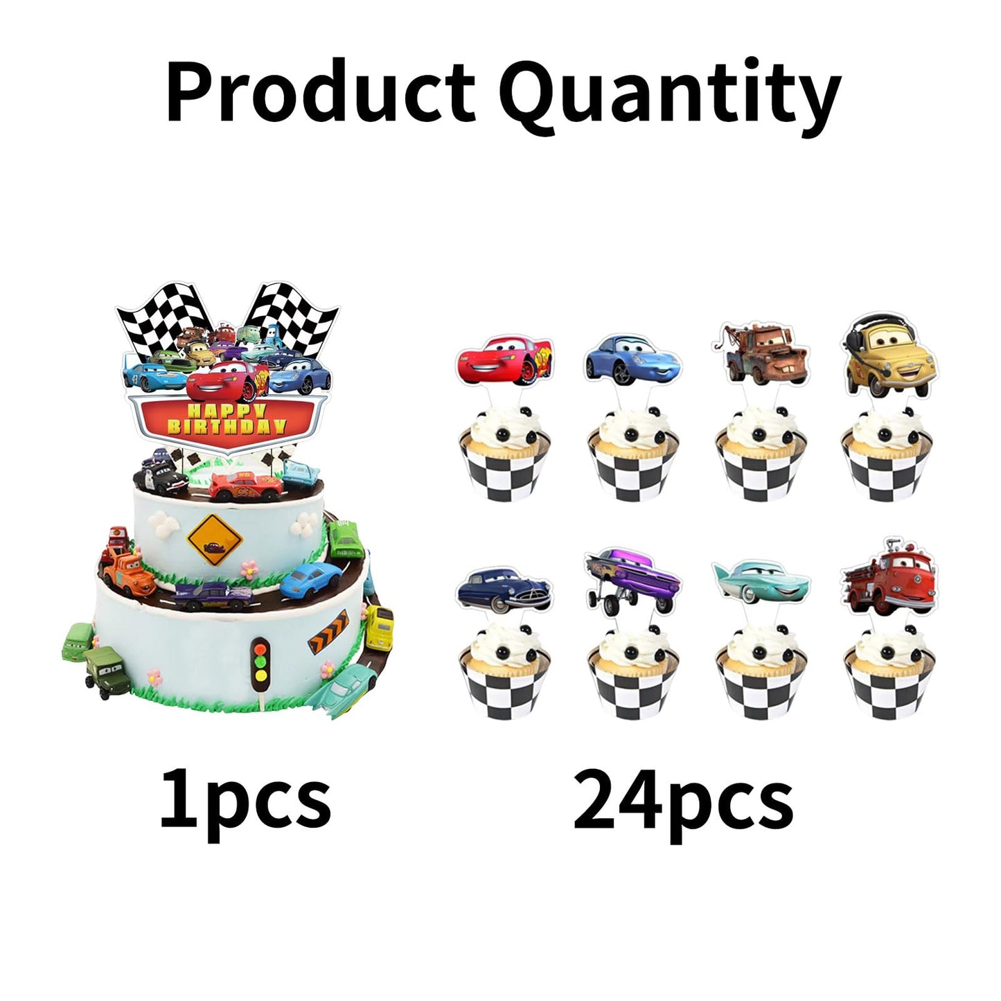 25 Pcs Car Cartoon Theme Happy Birthday Cake Toppers, Cute Cake Topper, This 25-Piece Birthday Cake Decoration Set is Absolutely the Perfect Choice for Your Party Celebrations.