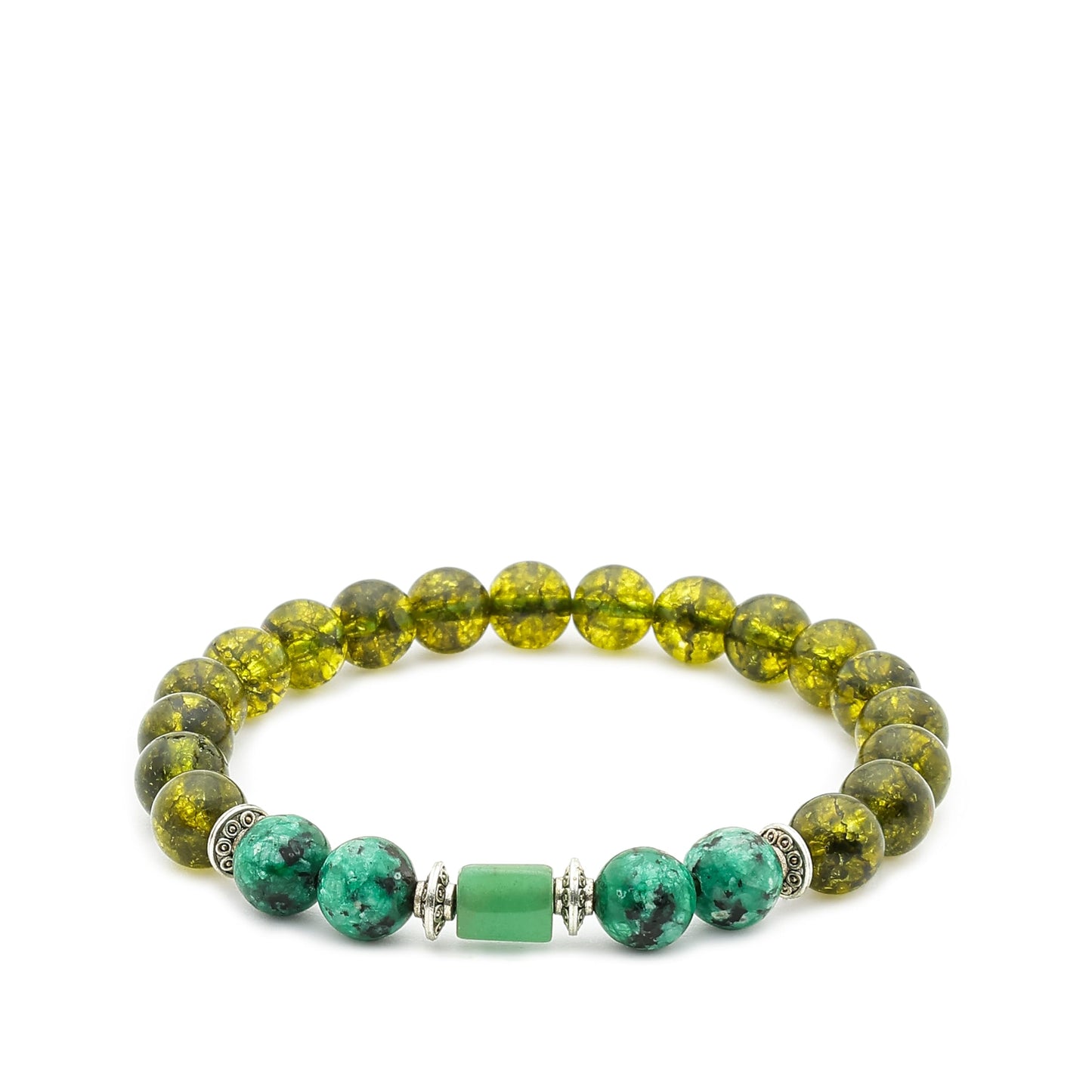 Divine Hindu Green Agate Stone Bracelet for Kanya Rashi (Virgo) | Certified Crystal Healing Bracelet for Reiki, Chakra Balancing, Astrology, Meditation, Men & Women.