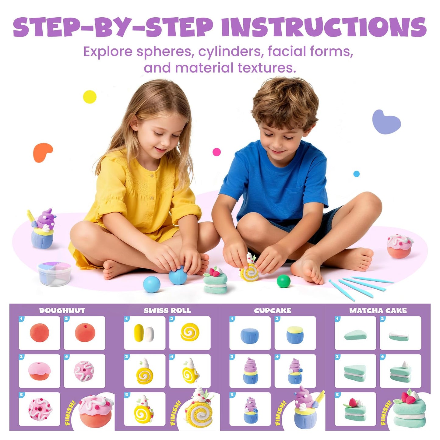 Air Dry Clay for Kids,12 Desserts Theme Party Foam Clay,Ultra Light Modeling Clay Kit, DIY Art and Home Party Favors for Boys & Girls (Dessert)