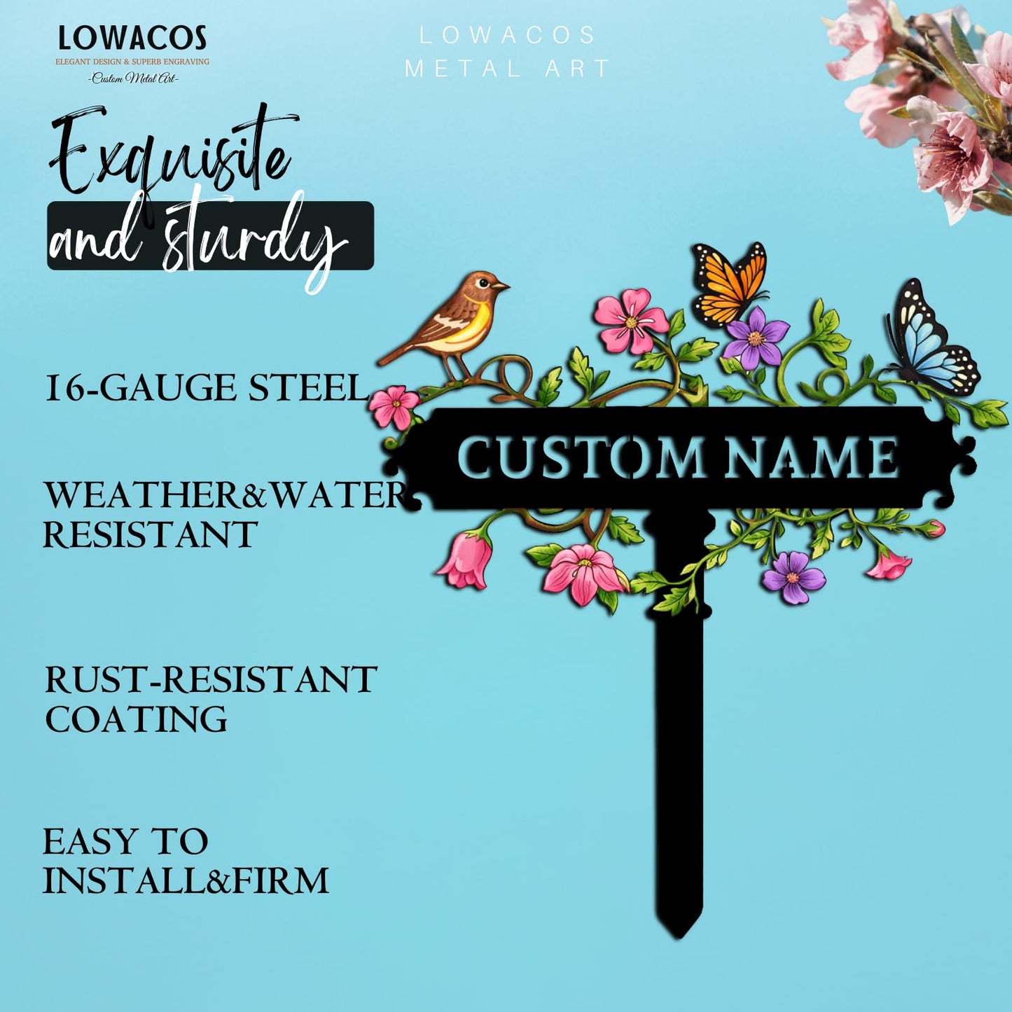 Personalized Garden Sign, Custom Garden Decor for Outside Patio Entryway, Large Rustic Metal Yard Stake Sign, Outdoor Yard Decoration, Gardening Gifts for Women Grandma Plant Lovers Housewarming