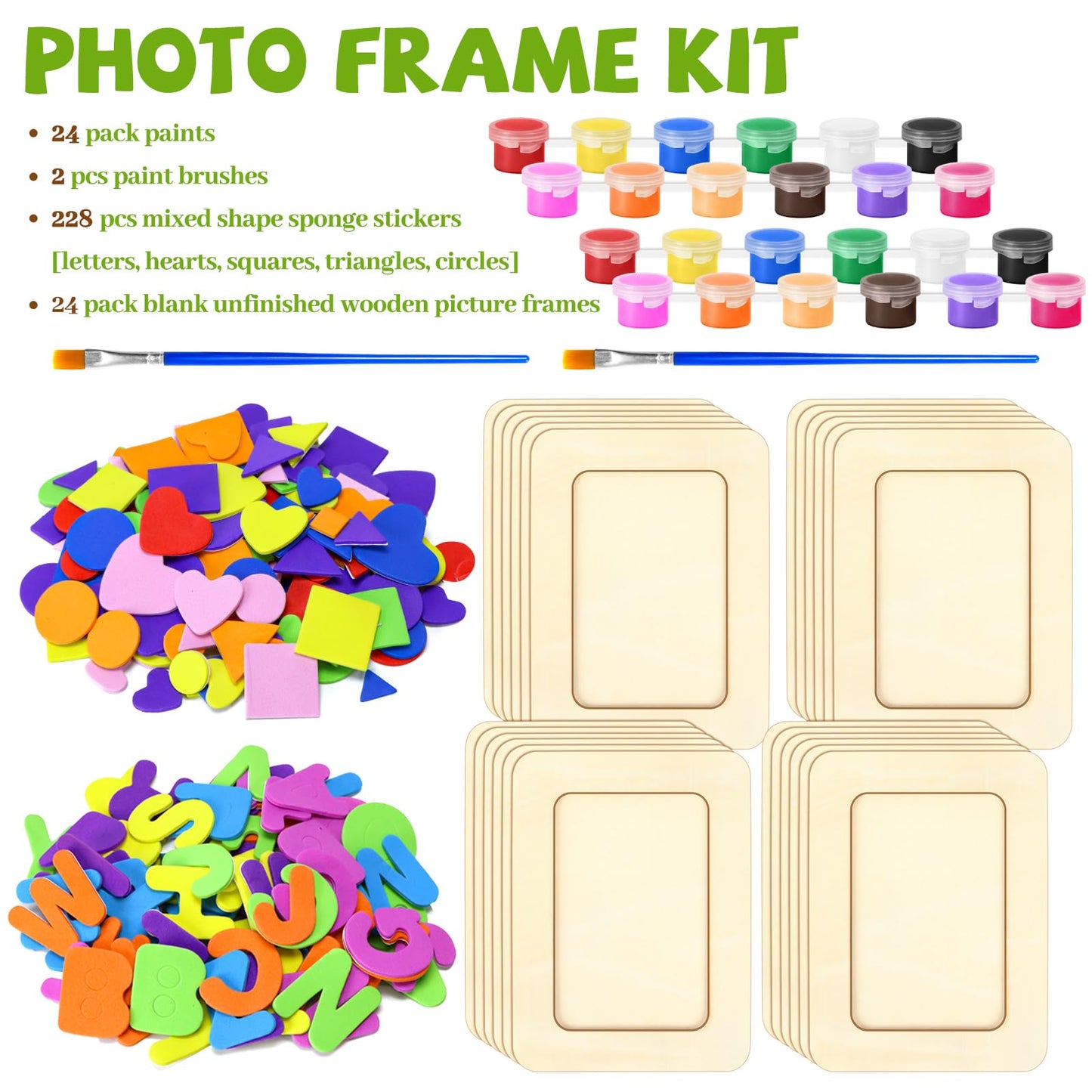 VOKOY 24 Pack Wooden Picture Frames for Crafts, DIY Wood Picture Painting Frames Kit for 4" x 6" Photos,Unfinished Wood Photo Frame DIY Wooden Crafts Decorate for Mother's Day Birthday Party Gifts