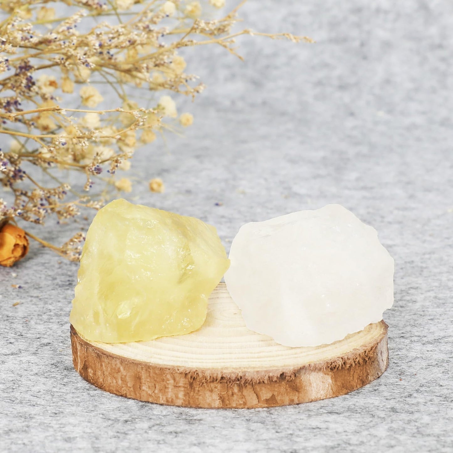 Orientrea Raw Citrine Rough Crystal with Clear Quartz, Natural Citrine Crystal and Healing Stones for Tumbling, Decoration, Polishing, Wire Wrapping, Wicca & Reiki 2PCS