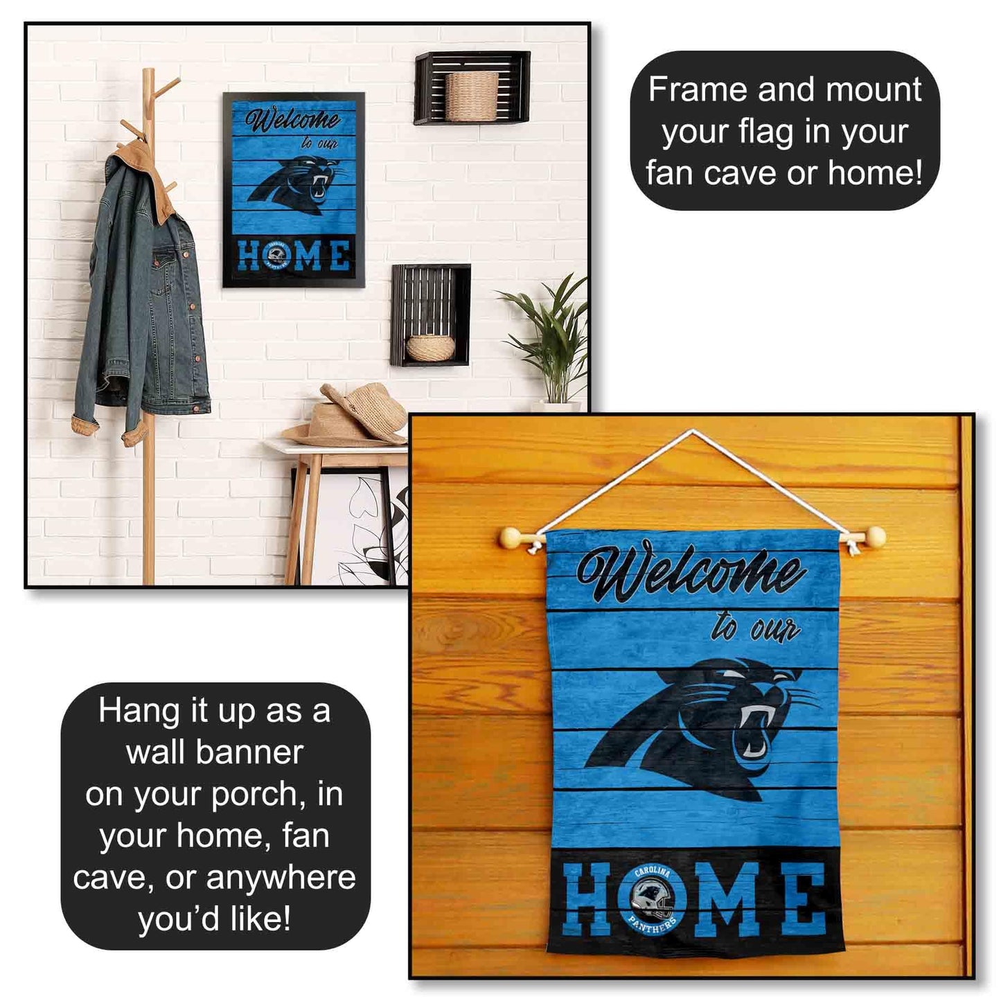 Carolina Panthers Welcome Home Decorative Garden Flag Double Sided Banner