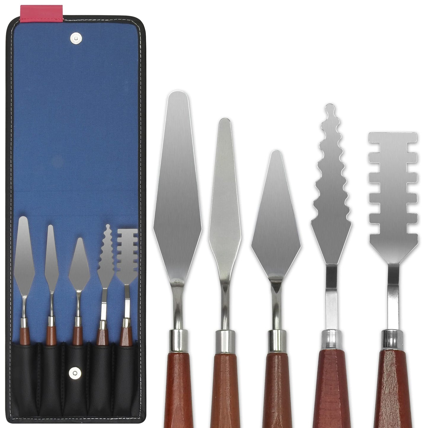 COLOUR BLOCK 6pc Painting Knife Set, Stainless Steel Blades, Wooden Handles, Artist Tools, Art Spatula, Palette Knives for Acrylic & Oil Painting, Durable Carry Case