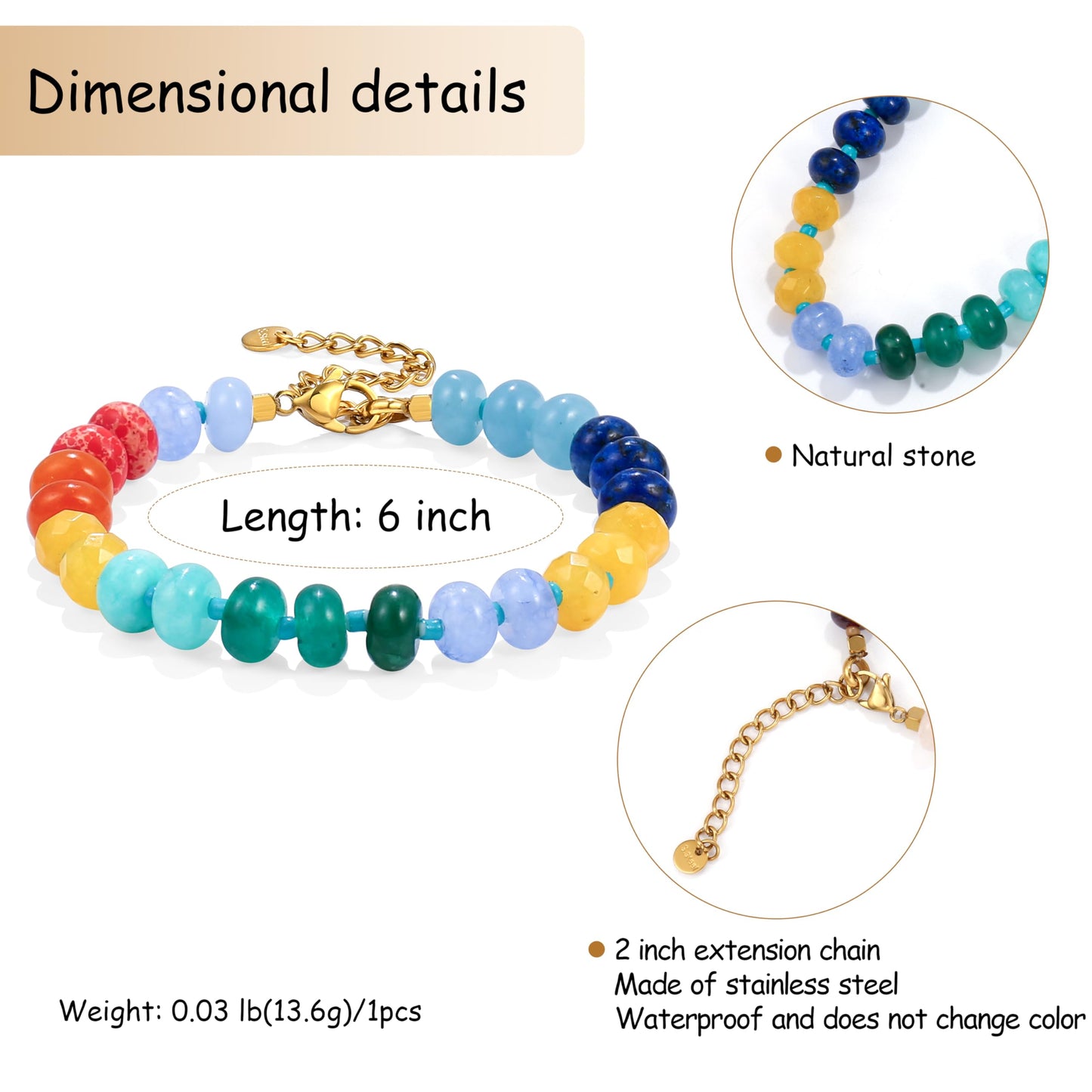 Badu Gemstone Beaded Bracelet for Women Colorful Natural Stone Freshwater Pearl Surfer Beach Rainbow Bracelet Jewelry Gift