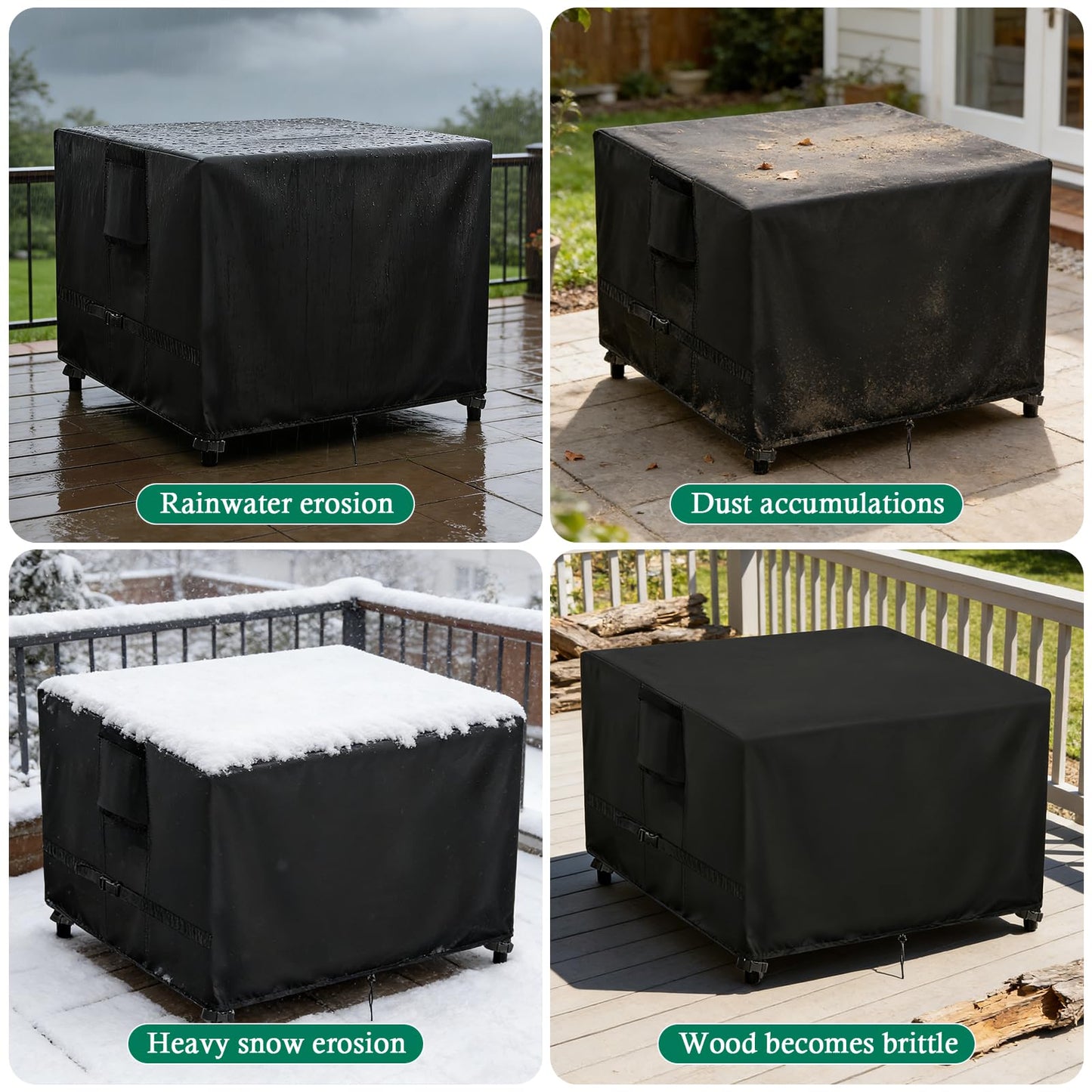 Hdenmist Outdoor Table Cover Square 42 inch Patio Table Cover Waterproof Patio Furniture Covers Rectangular for Outside Small Table and Chair Sets, Fire Pit, Coffee Table, Ottoman -42"L x 42"W' x 28"H
