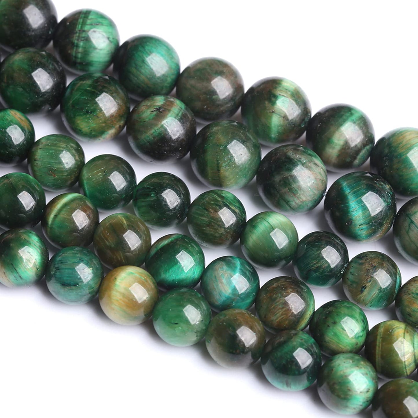 10MM 36PCS Natural Multi Green Tiger Eye Stone Beads for Jewelry Making DIY Bracelet