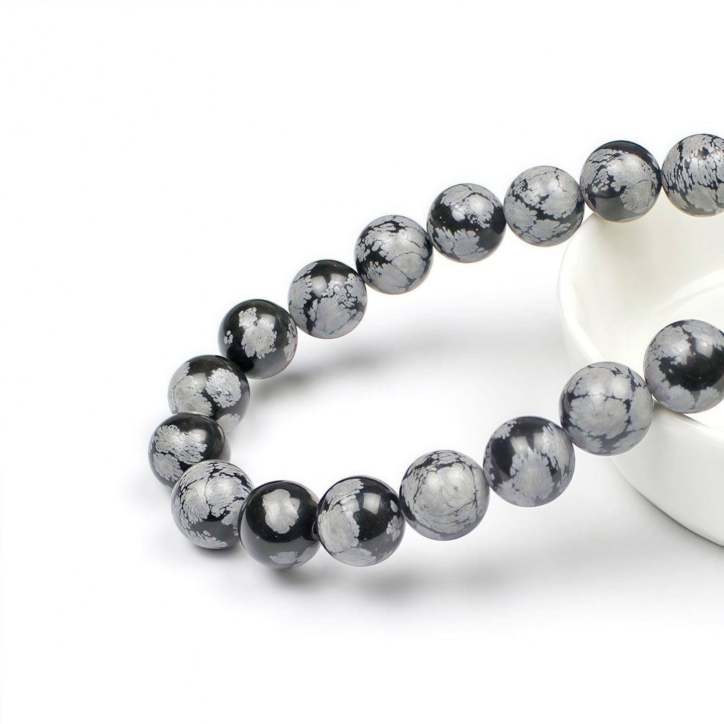 MJDCB Snowflake Obsidian Beads Round Natural Stone Beads for Jewelry Making DIY Bracelet (8mm)