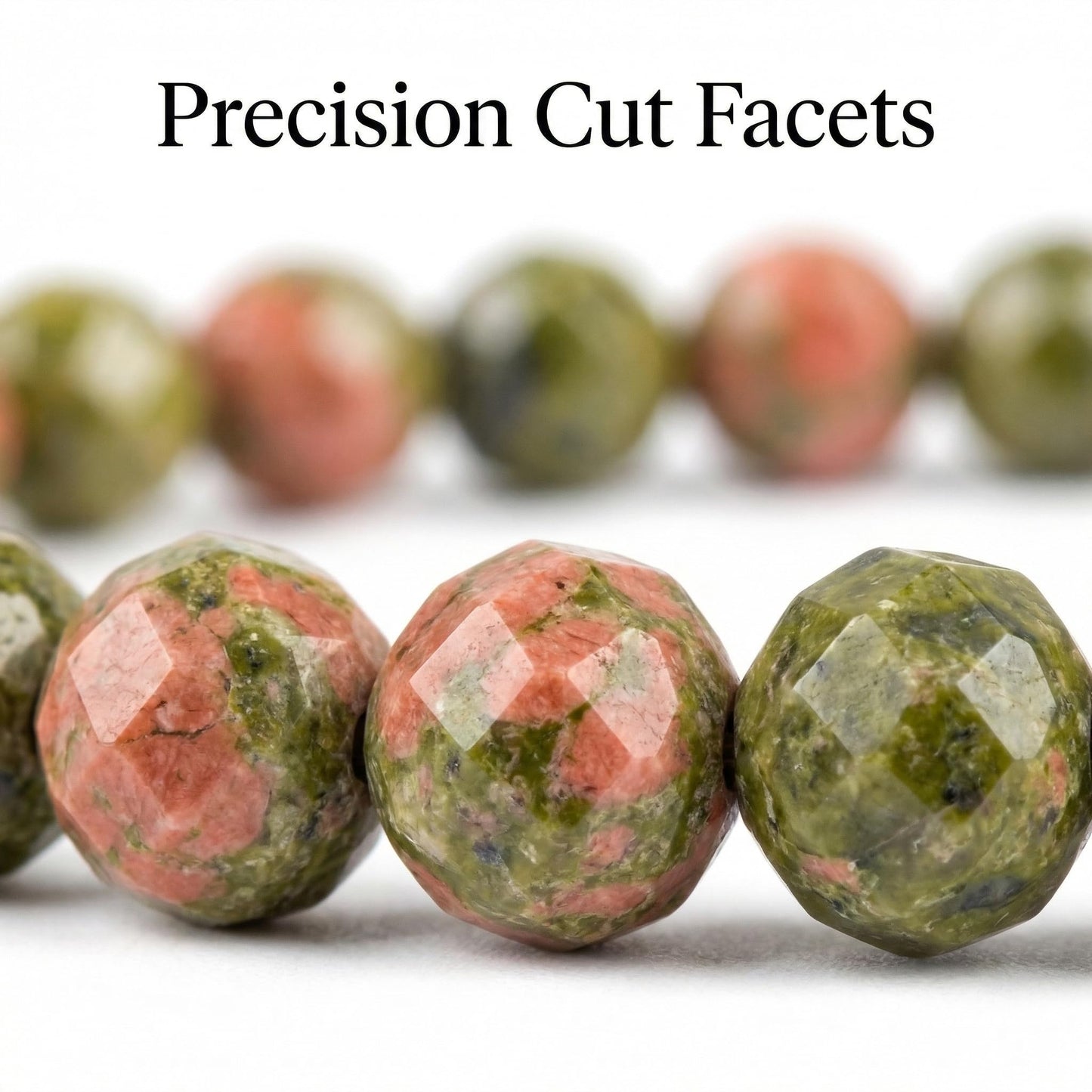 Angelstones Natural Unakite Gemstone Small Beaded Stretch Bracelet, 4mm Faceted Round Beads, Crystal Healing Bracelet for Women