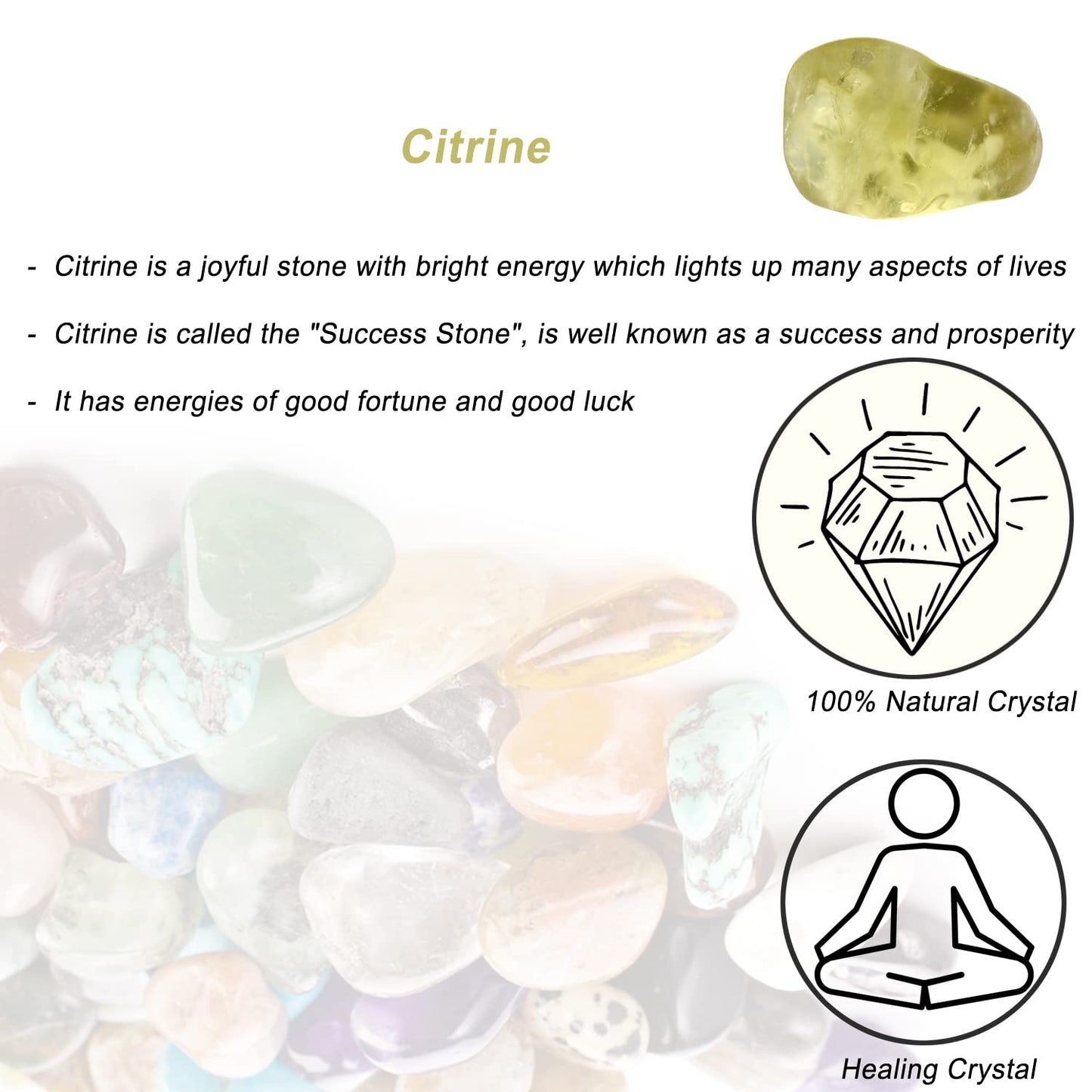 Citrine Healing Crystal Stones, 1.25-2.0" Large Reiki Healing Gemstones Natural Tumbled Polished Stones for Energy Witchcraft Therapy Meditation