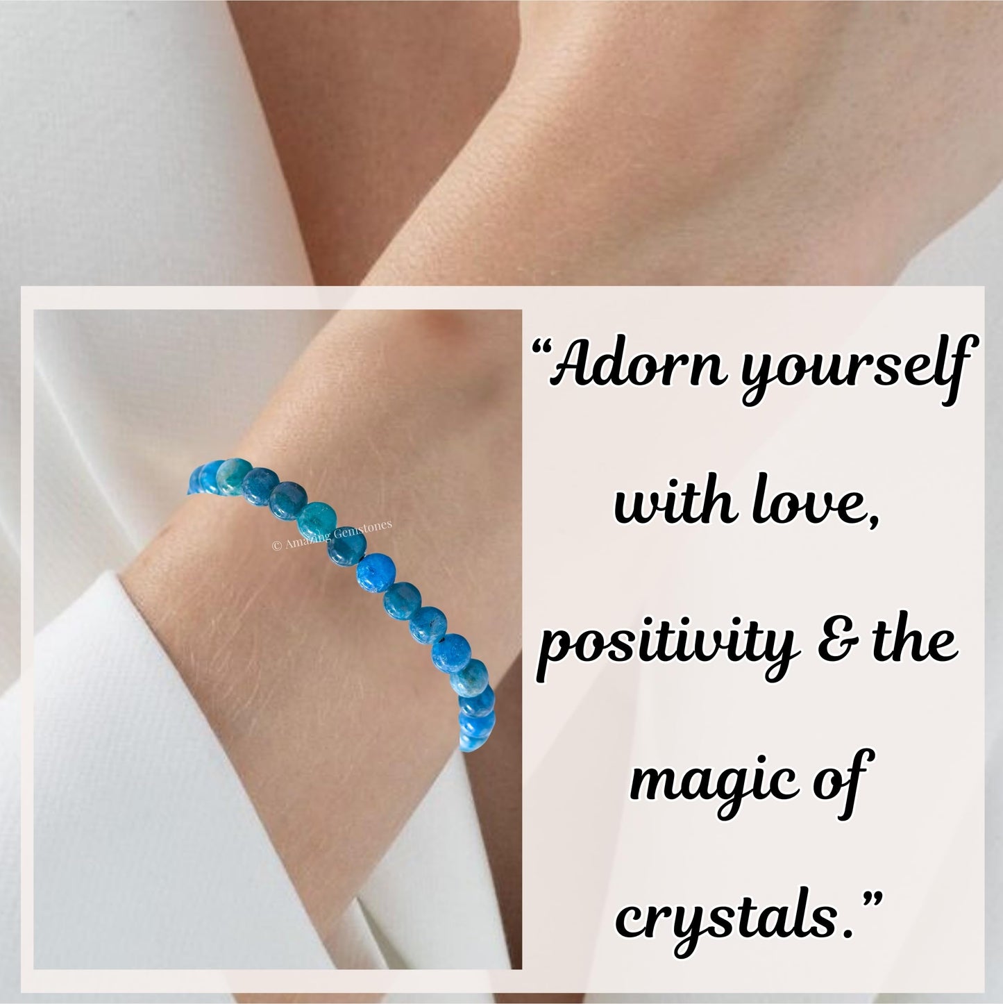 Amazing Gemstone Apatite Bracelet for Women Men's Gifts - Protection Healing Crystal Bracelet - 6mm Gemstone Beaded Adjustable Bracelet Pulseras Para Hombres Mujer Stocking Stuffers