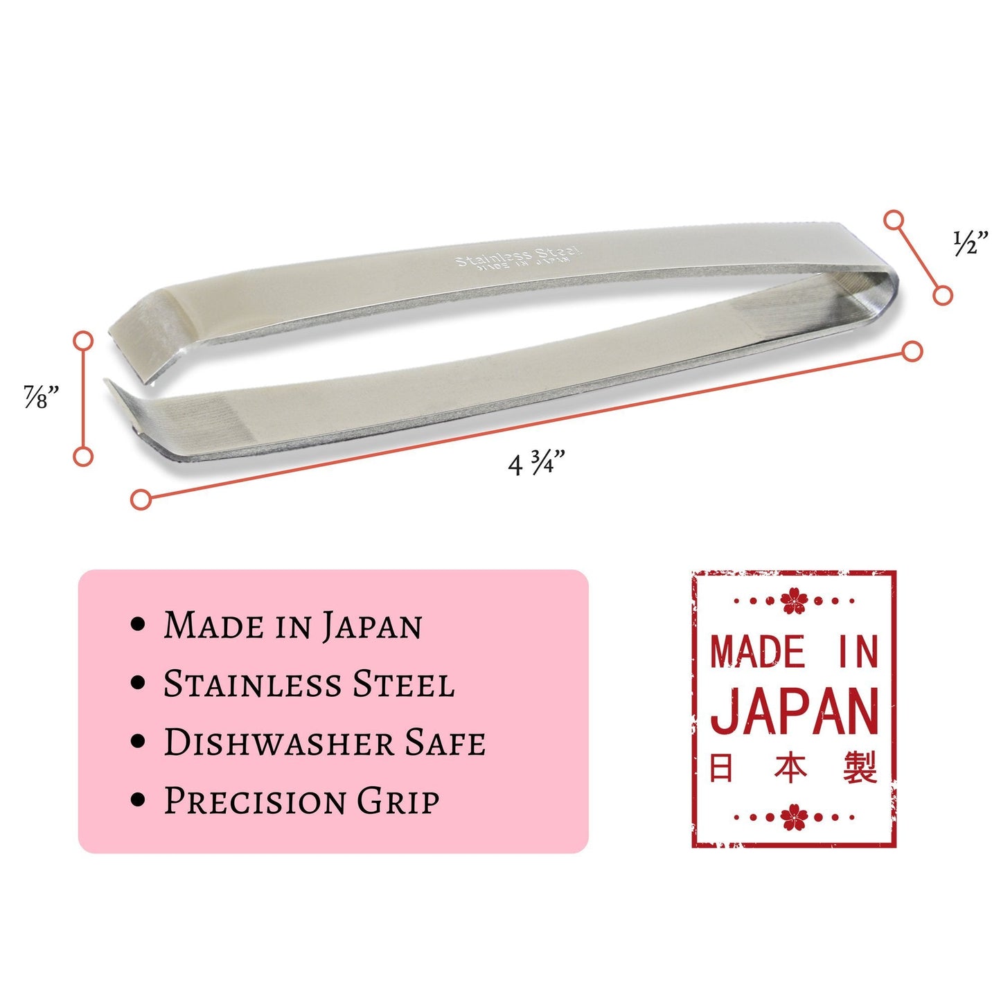 [MADE IN JAPAN] Kwizing Fish Bone Tweezers by RCI GLOBAL - Non-Slip, Precision Grip - Debone Salmon, Bass, Catfish - Stainless Steel Handmade Japanese Craftsmanship (4 3/4")