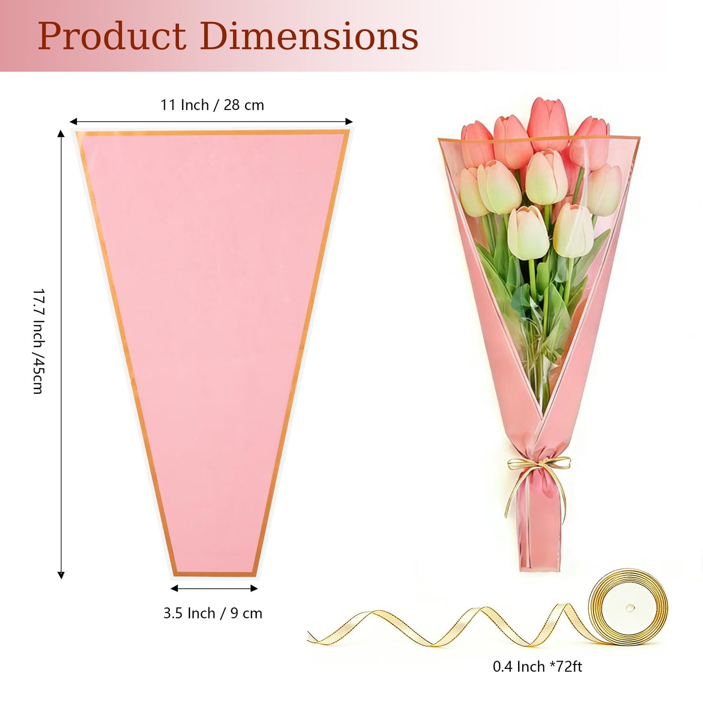 JLXWQXSE 150 PCS Flower Bouquet Bags, 17x 11 Inch Plastic Floral Wraps Sleeves for Bouquets, Flower Packaging Bags for Florist Supplies Flower Bar Wedding Birthday Mother’s Day
