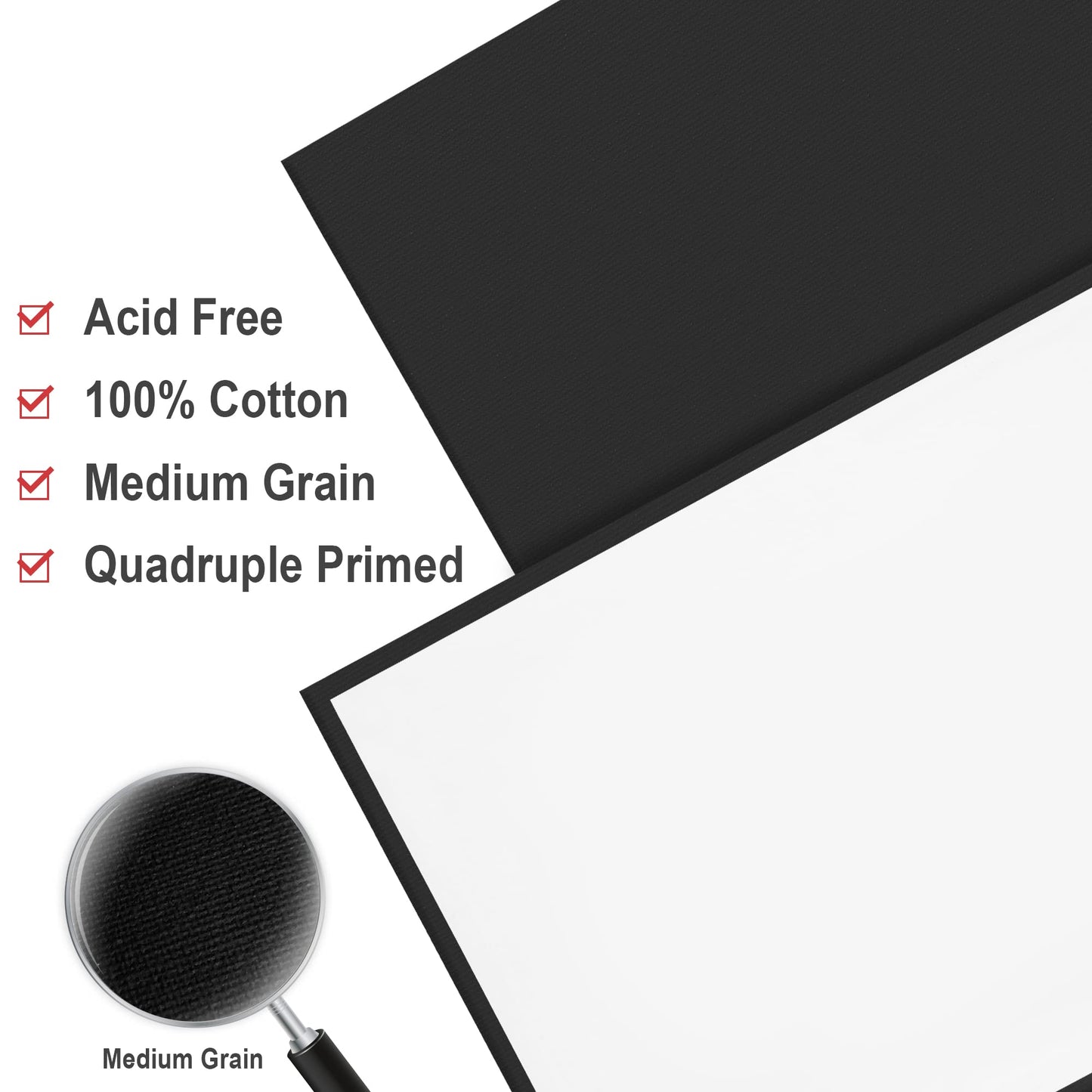 PHOENIX Black Canvas Boards for Painting - 12 Pack, 5x7,8x10,9x12,11x14 Inch - 8 Oz Primed Cotton Acid Free Canvas Panels Multipack for Acrylic, Oil, Tempera, Metallic, Neon Paints & Crafts