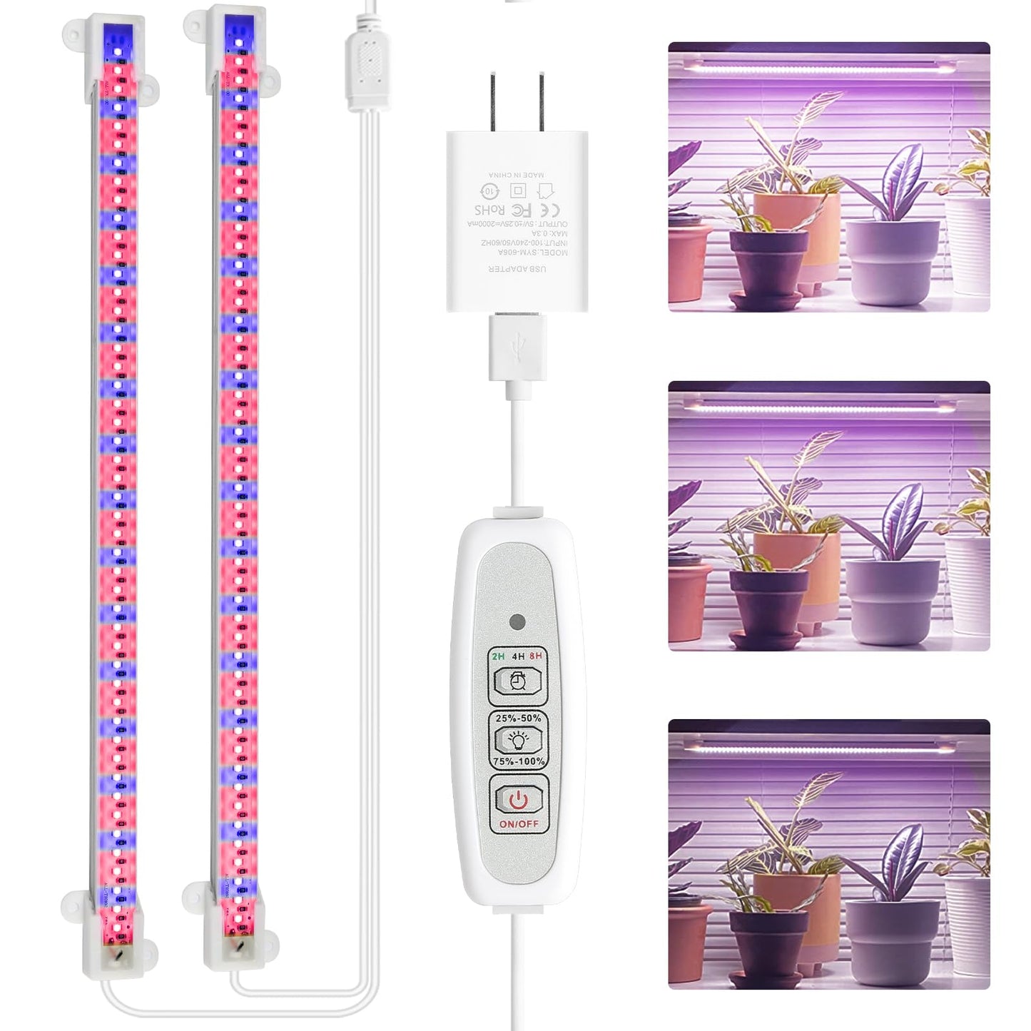 Mosthink LED Grow Light for Indoor Plants, 20W Grow Light Strips with Auto On/Off Timer, 48 LEDs /4 Dimmable Levels, Plant Light Bars for Succulents, Seedlings,Indoor Greenhouse,Plant Shelf