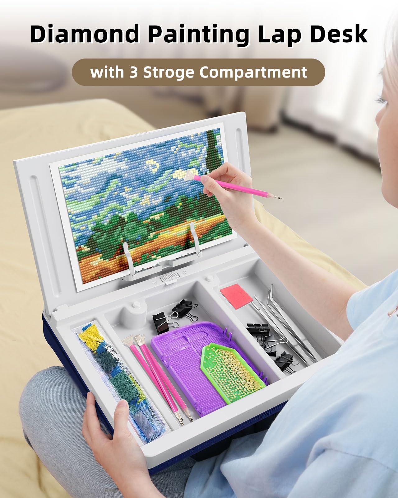 Nauttxon Lap Desk with Storage Cushion - Washable Portable Writing Lap Desk for Laptop with iPad Slot Magnetic WhiteBoard for Home Office Couch Bed - Fits Up to 15.6 Inch Laptop