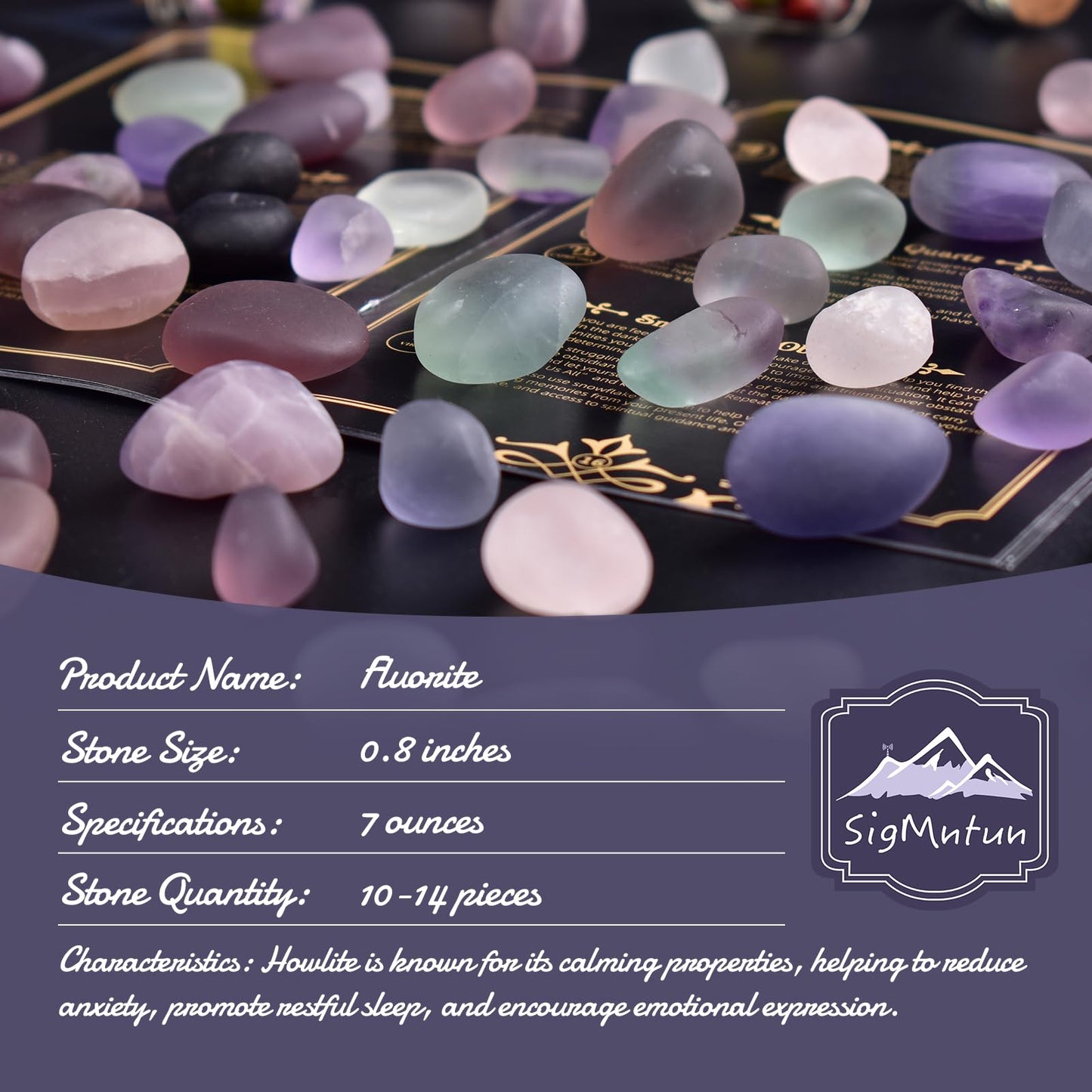 SigMntun Polished Stone Set Fluorite Crystals, 0.8" Handpicked Tumbled Gemstones Rocks, Pebbles for Reiki, Chakra, Healing, Home Decor