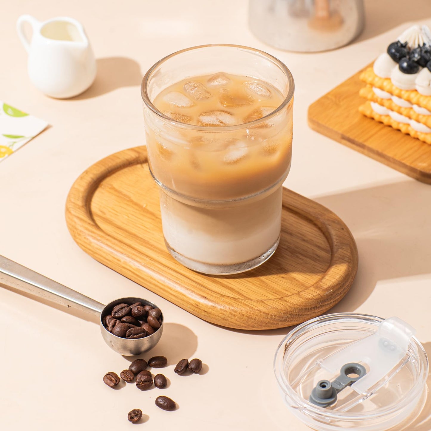 SoulTimes 13oz Glass Tumbler with Lid and Glass Straw Set of 2 – Thick-Walled Iced Coffee Cup, Reusable Clear Glass Cups for Water, Iced Tea, Coffee, Juice, Perfect for On-the-Go & Daily Use