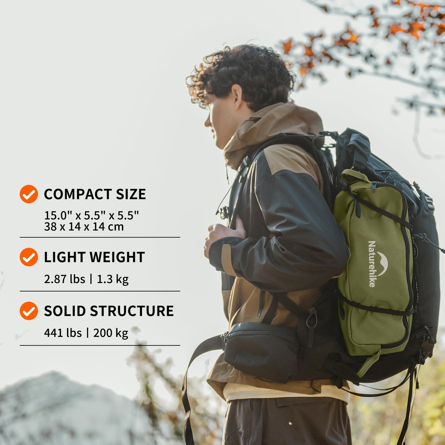 Naturehike YL01 Snap Camping Chair, 1 Second Setup Frame, 441lb Capacity Camp Chair, Portable & Lightweight Backpacking Chair