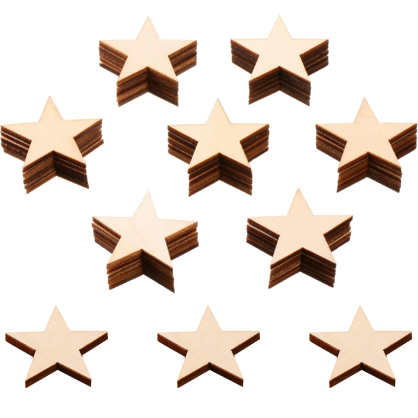 300 Pieces Wooden Stars Shape Unfinished Stars Pieces Blank Wooden Cutouts Ornaments for Craft and Easter Decoration(1-1/4 Inch)