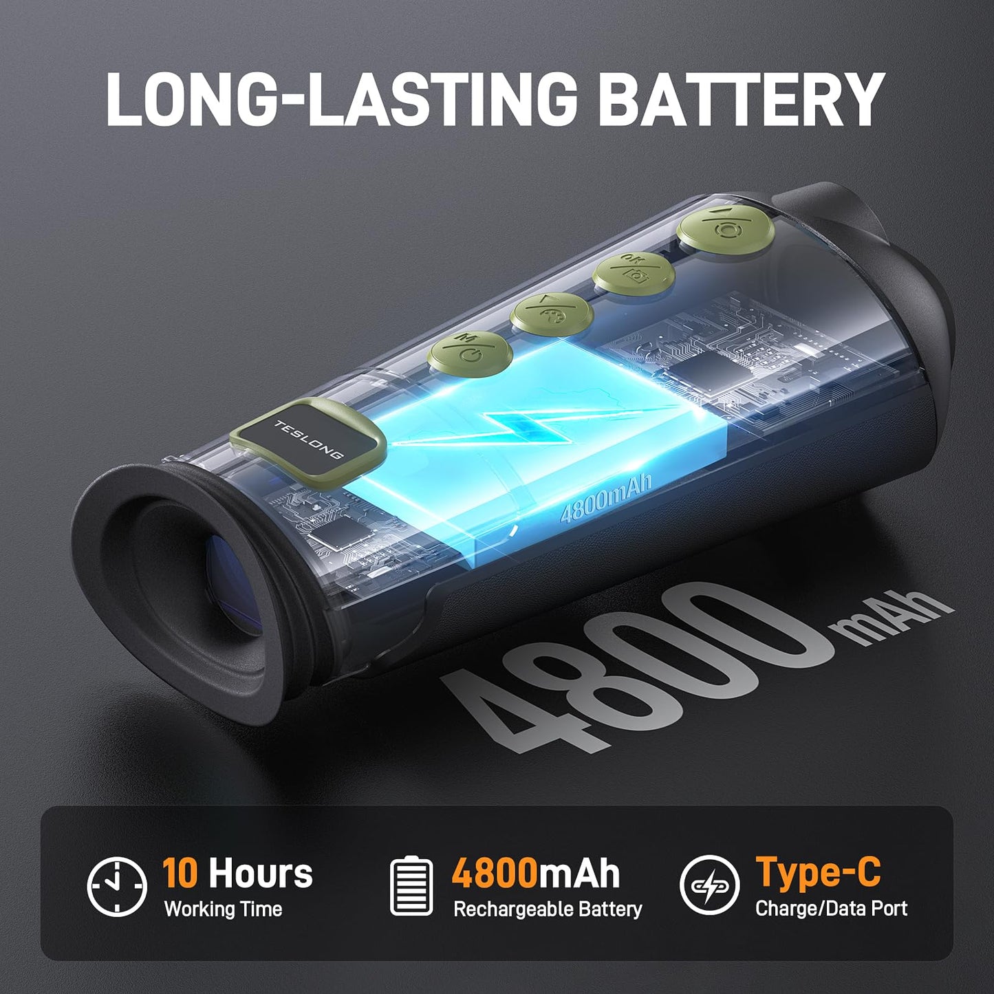 TESLONG TTS260 Thermal Imaging Monocular 256x192, IR Night Vision 25Hz,4X Digital Zoom, 8 Color Palettes, Hotspot Tracking, 32GB, USB-C FileTransfer for Hunting, Patrol, Search & Rescue