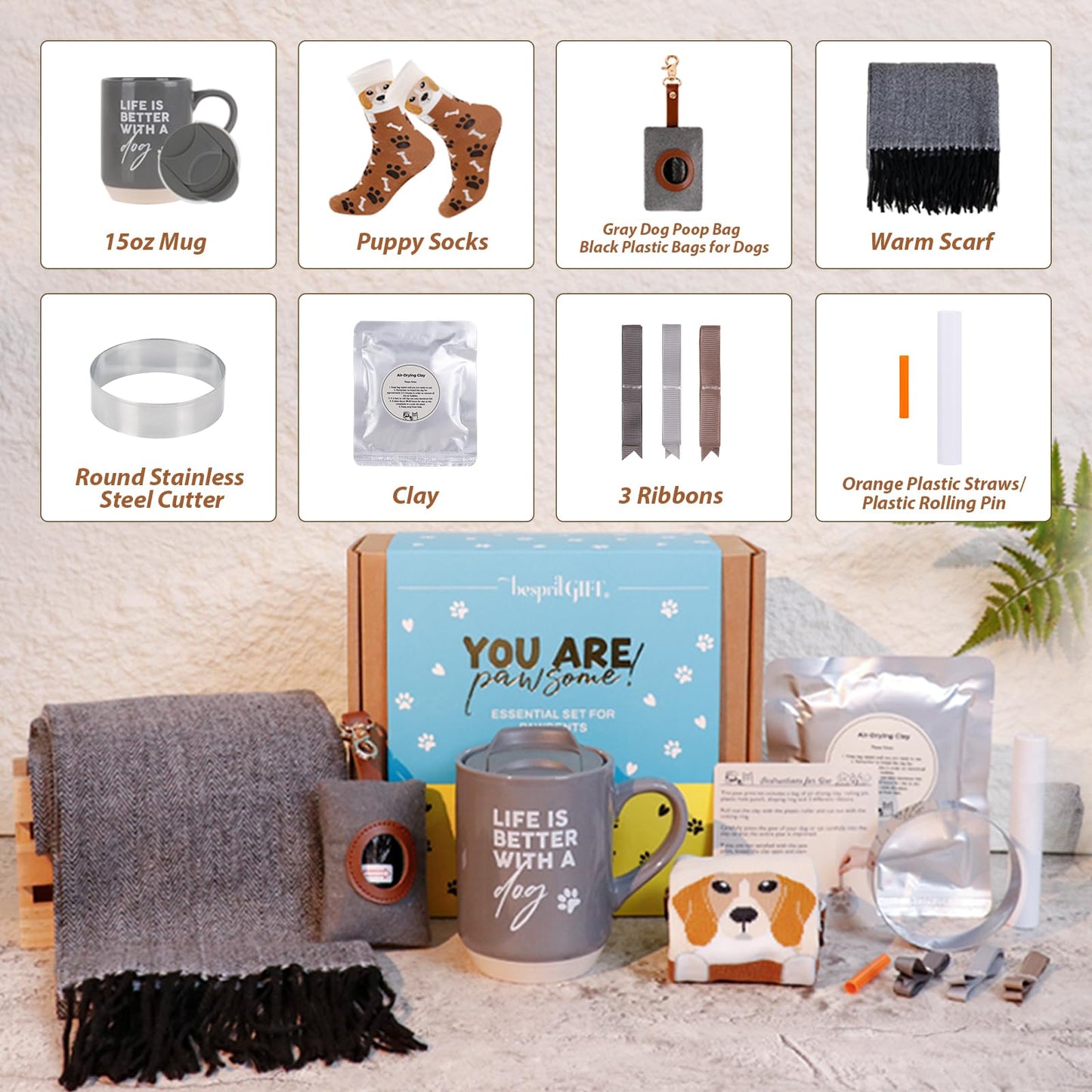 Dog Mom Gifts for Women, Dog Lovers Gifts, Dog Themed Gift Basket, Birthday Gifts for Women, Mom, Sister, Wife, Unique Gift for Mother, Mothers Day Kit Basket