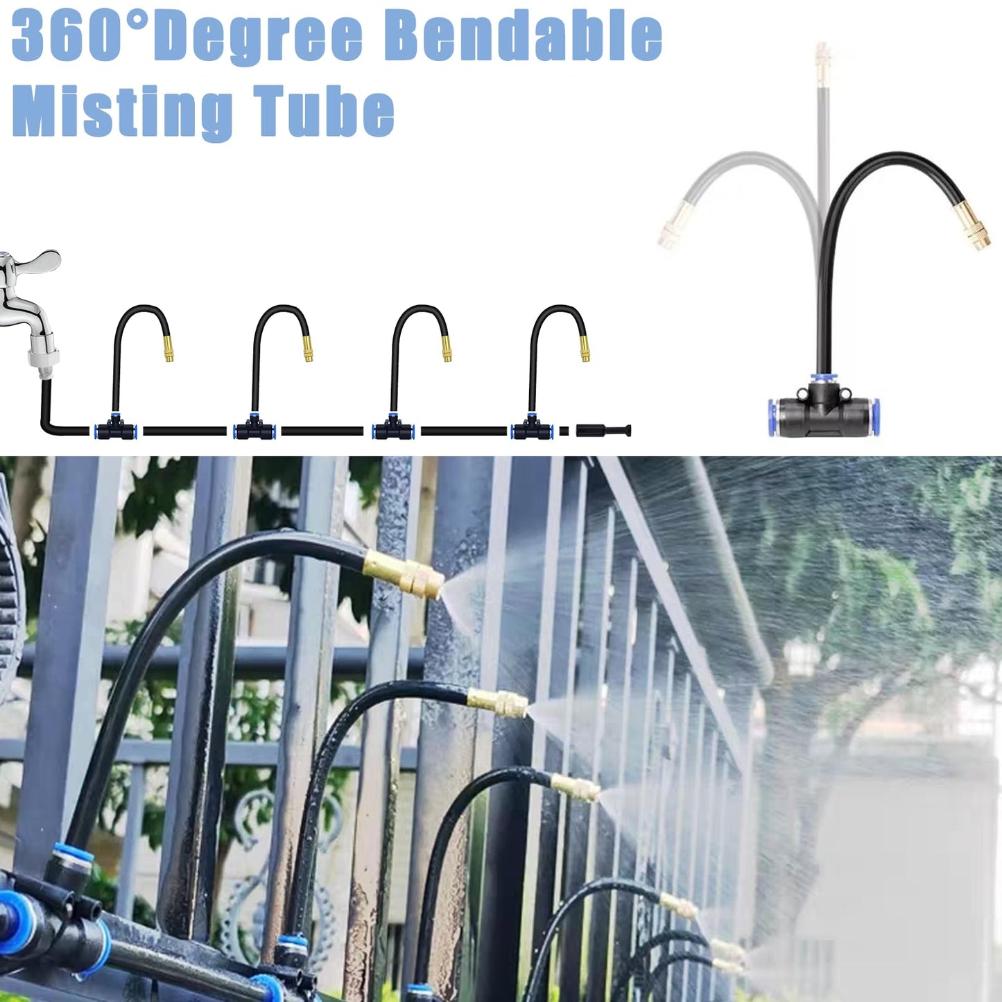 49.21Ft Drip Irrigation System, 360° Bendable Drip Irrigation Kit Automatic Irrigation System for Garden, Adjustable Garden Watering Misting System for Greenhouse, Yard, Lawn, Plant