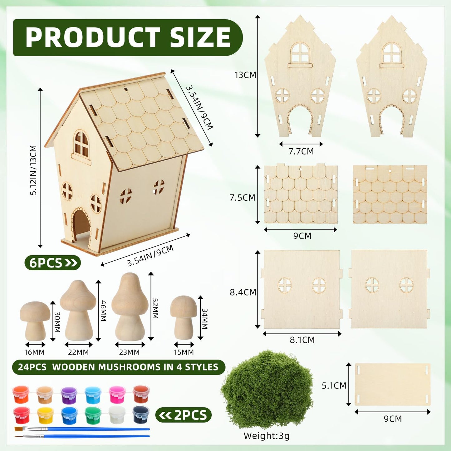 DoubleFill 6 Sets Wooden Fairy House Craft Kit for Kids - Classroom DIY Fairy Garden with Paints & Decorations - School Arts Crafts & Birthday Gift for Activity Party Decor (Classic Style)