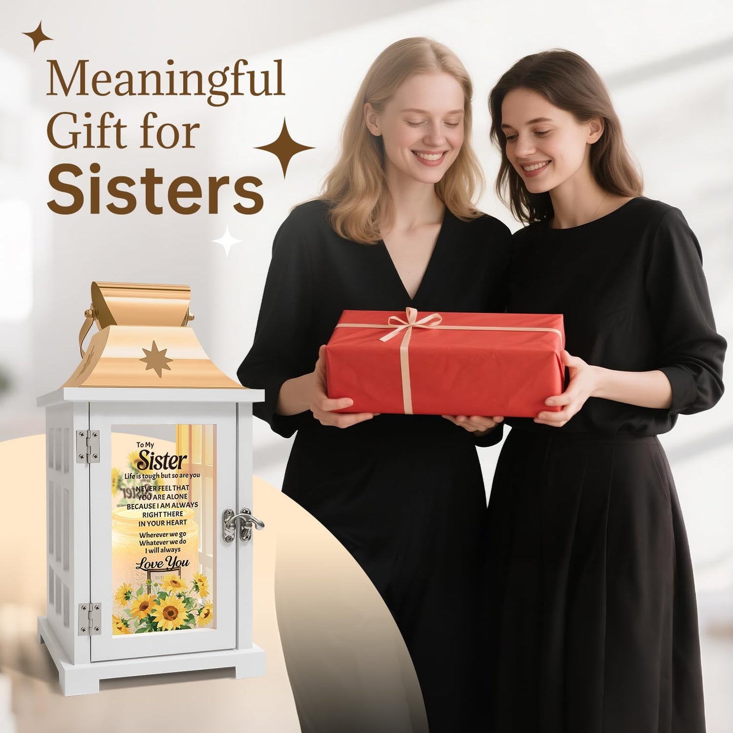 Nowizen Sister Gifts from Sister, Candle Warmer Lamp Lantern with Timer, Christmas Birthday Gifts for Sisters from Sisters - Thanksgiving Gifts