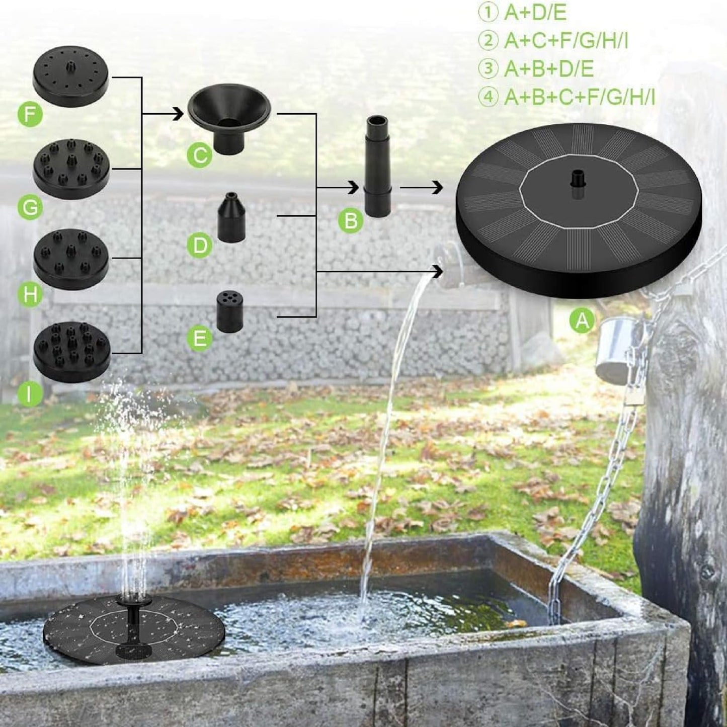 Joyday Solar Fountain, Bird Bath Fountain Pump with 8 Nozzles, Floating Solar Powered Water, Outdoor Freestanding DIY Submersible for Pond Pool Patio Garden Fish Tank, Aquarium Decor