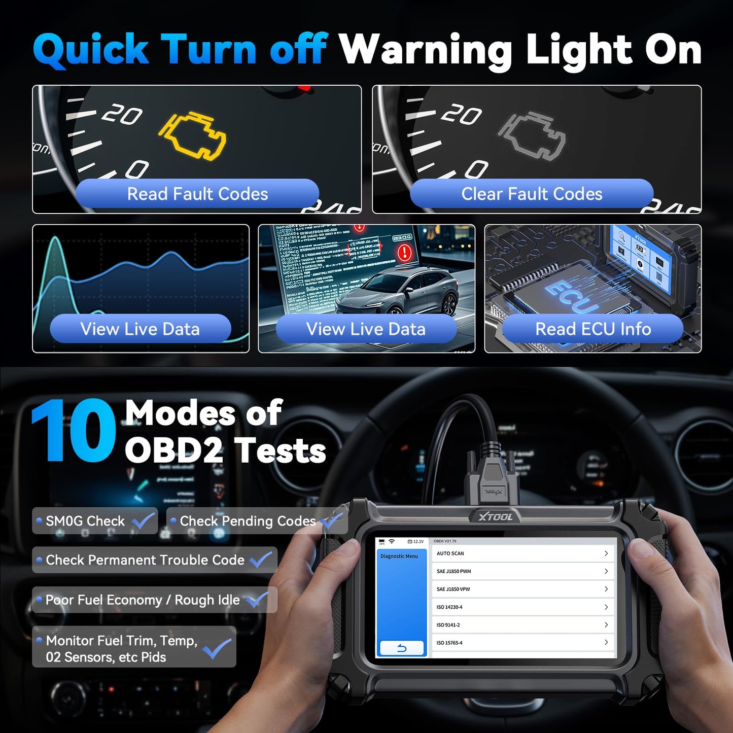 XTOOL D5S OBD2 Scanner - 2026 Code Reader for Cars & Trucks with 16 Resets, Crank Sensor Relearn, Throttle Relearn, EPB, FCA AutoAuth, CAN FD for GM, Engine ABS SRS Transmission Car Diagnostic Tool