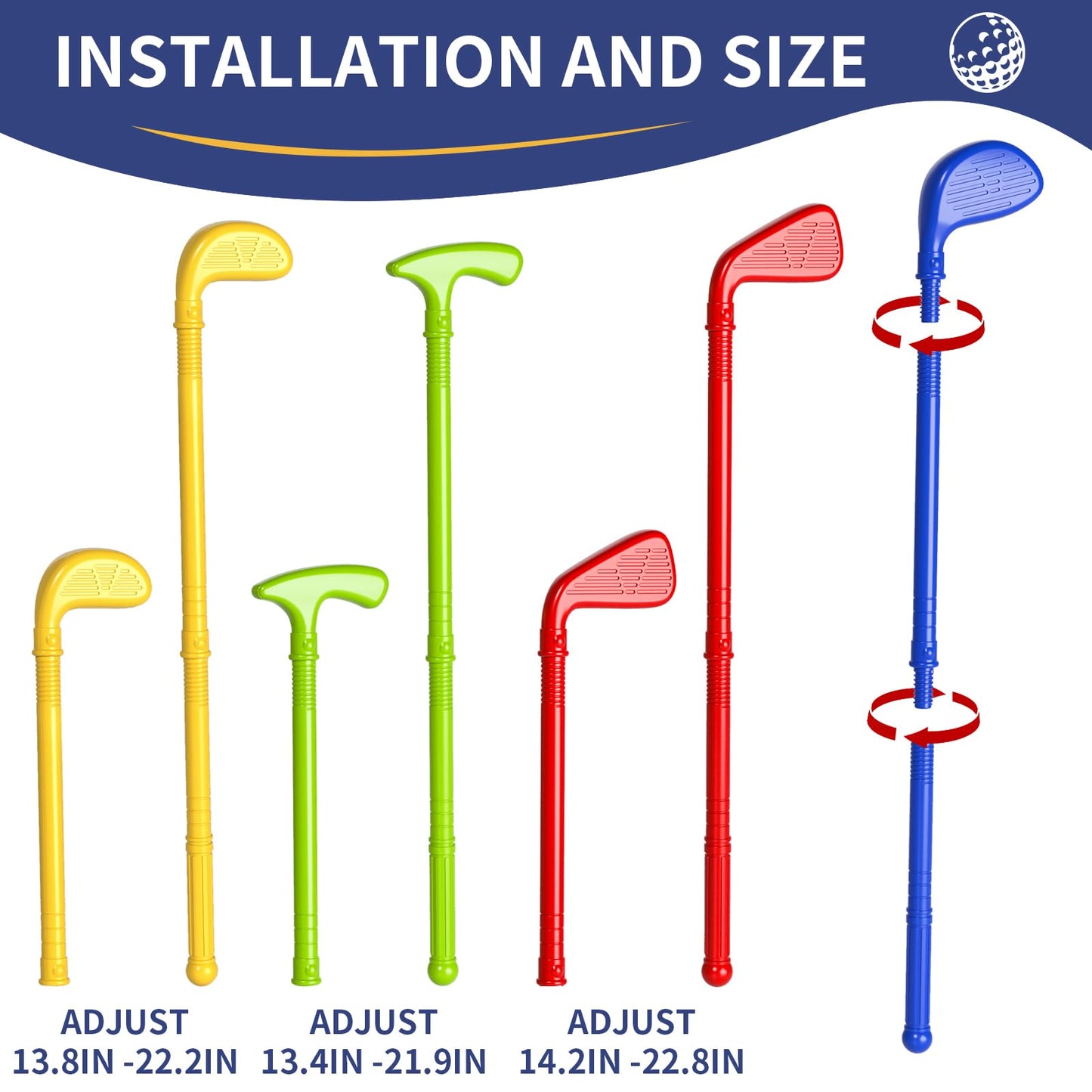 WATUDOU Toddler Golf Set Toys for Kids, Kids Toddler Golf Clubs with 7 Balls, Putting Mat & Golf Board, Toys Gifts for 3 4 5 6 Year Old Boys, Christmas Birthday Gifts for 3 4 5 6 Year Old Boy Kids