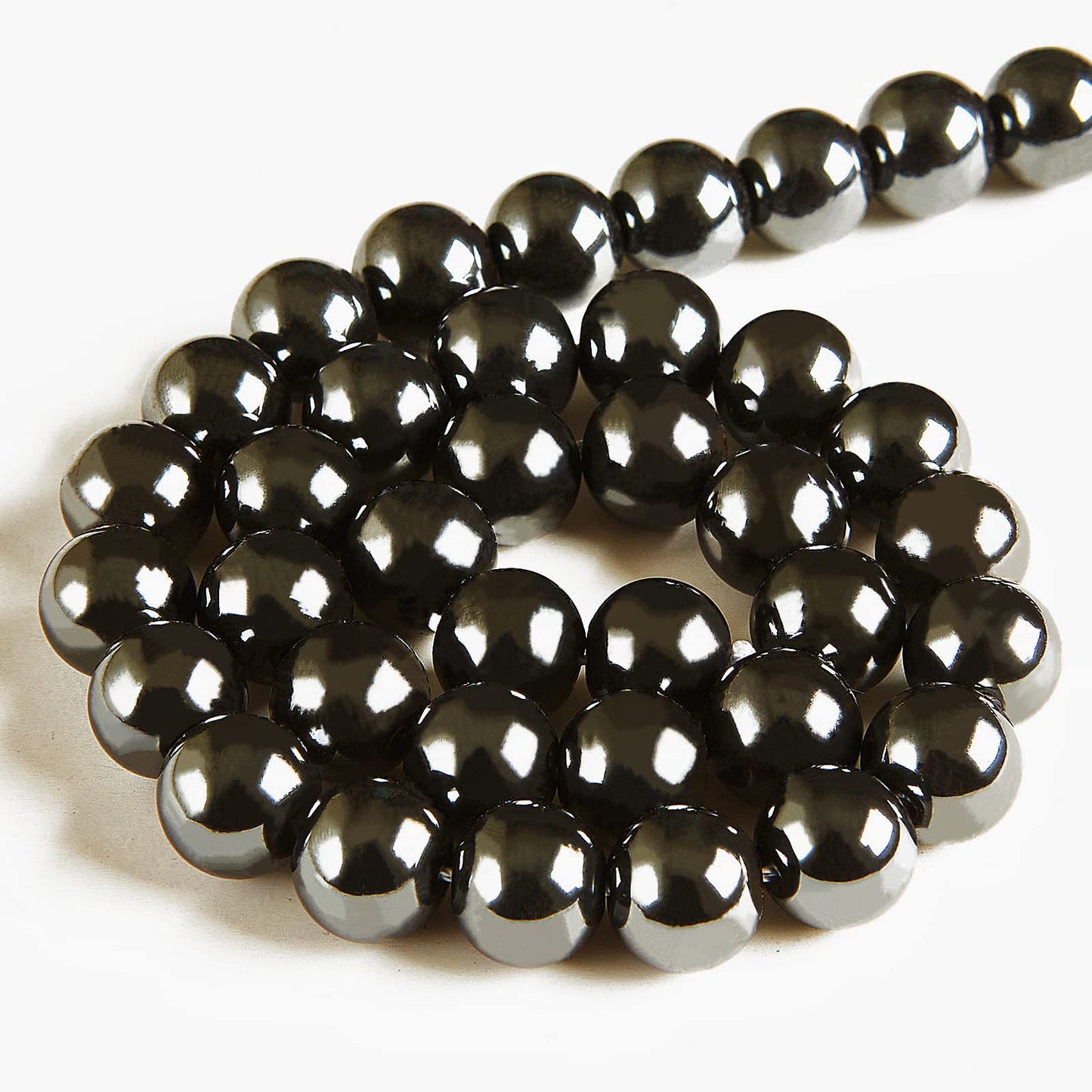 100pcs 8mm Black Hematite Beads Natural Gemstone Beads Round Loose Beads for Jewelry Making