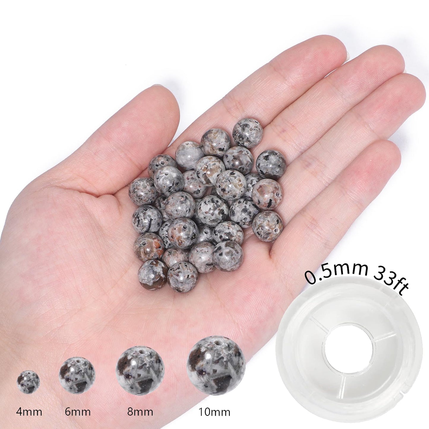 100Pcs 8mm Natural Smooth Flame Stone Gemstone Beads Round Loose Stone Beads for Jewerly Making with Crystal Stretch Cord