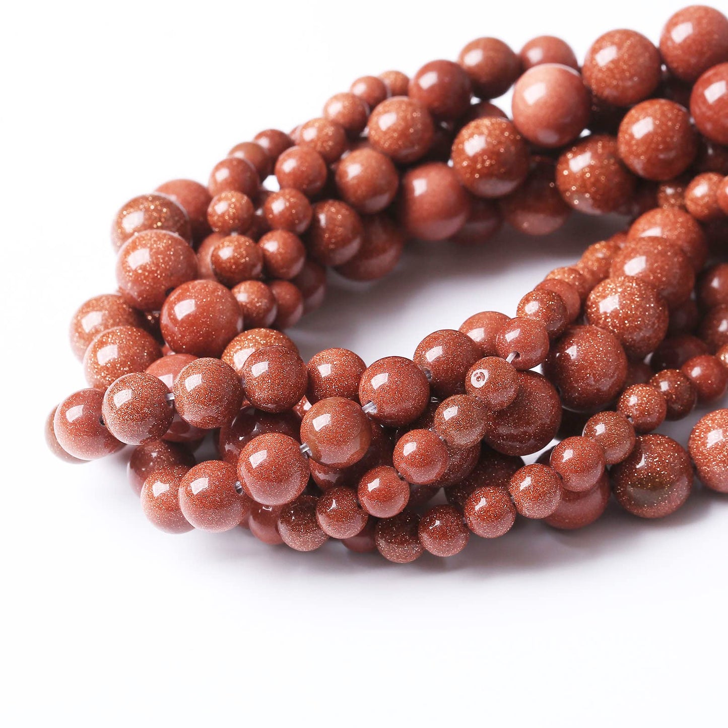 60PCS 6MM Natural Gold Sand Stone Beads Energy Healing Beads for DIY Jewelry Bracelet Necklace Making for Jewelry Making15Inch