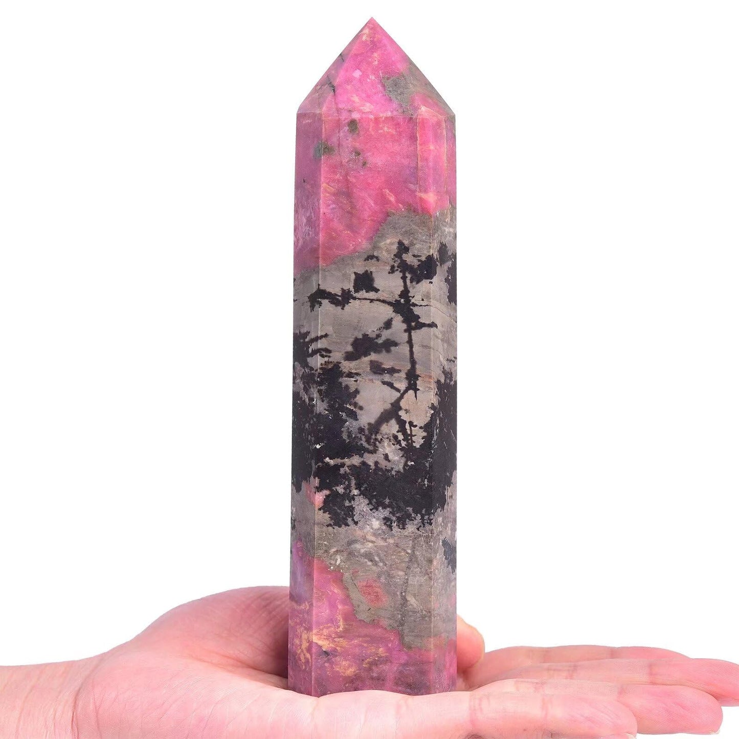 Rhodonite Stone Tower Obelisk Healing Crystal Stone Wand Natural Reiki Meditation Gifts 1.7-2.2 LBS
