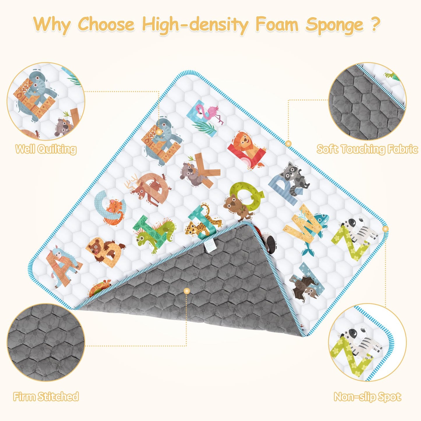 Baby Play Mat for Floor,Premium Foam Baby Play Mat 79" X 71",Thick One-Piece Crawling, Odorless Floor Mat,Non-Slip Cushioned Baby Playmat for Infants,Babies,Toddlers.Foldable and Washable Baby Plaype