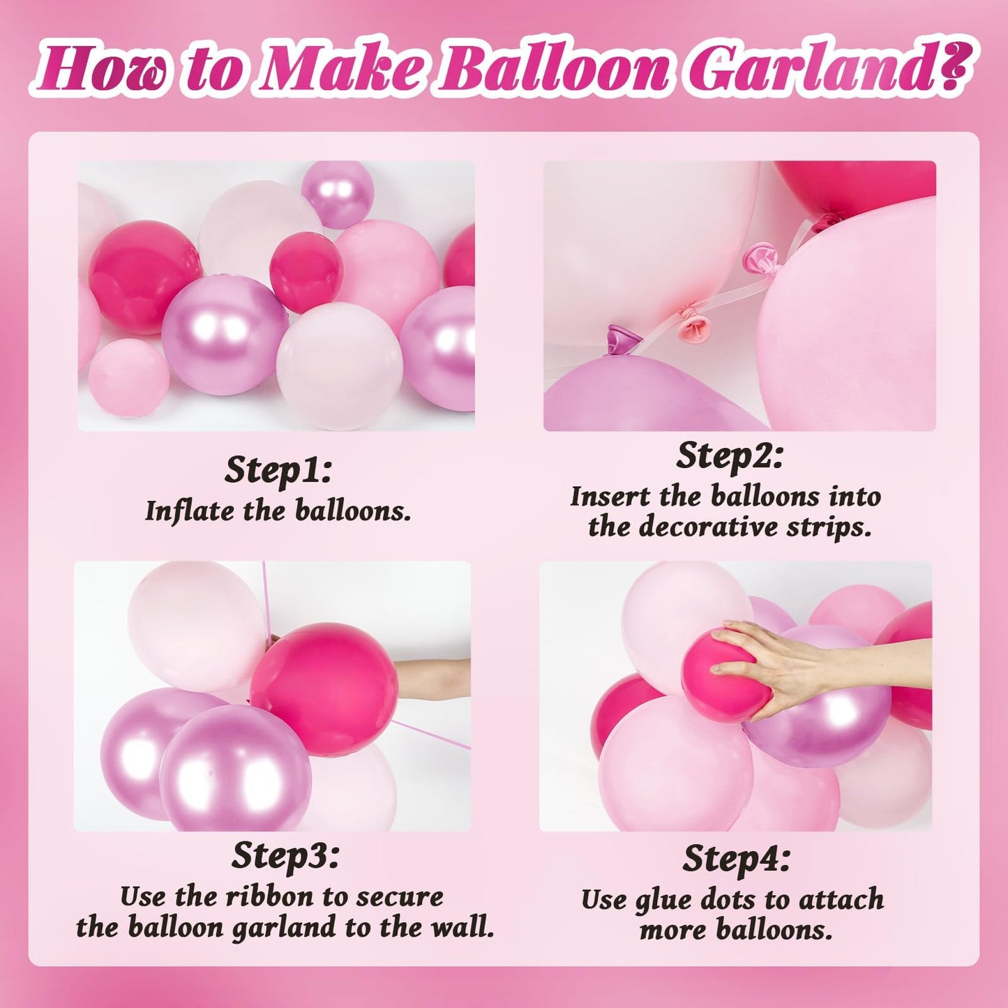 139pcs Pink Cartoon Cat Balloon Garland Arch Kit, Hot Pink White Long Balloons with 15inch Flower Foil Balloons for Cat Themed Birthday Baby Shower Party Decorations