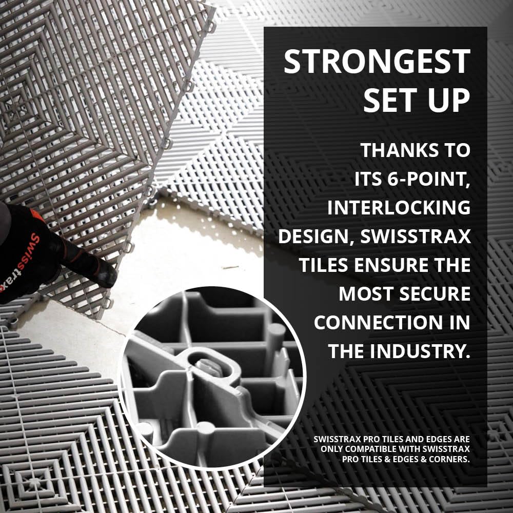 Swisstrax Ribtrax Smooth PRO Interlocking Garage Floor Tiles, 15.75 x 15.75-Inch, Slate Grey, 24 Piece Set