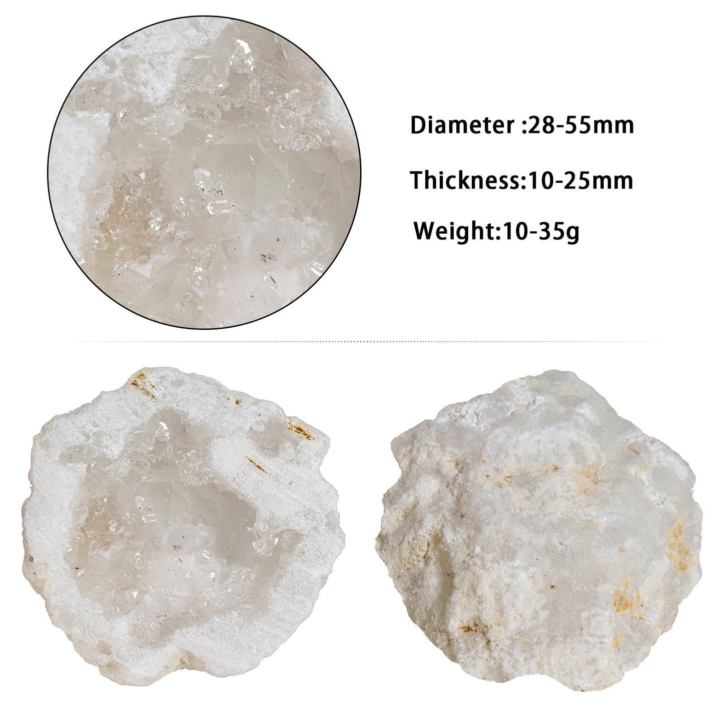 SUNYIK Natural Rainbow Titanium Coated Quartz Geode Quartz Crystal Cluster Specimen for Home Office Decoration Reiki Healing Meditation, 10-35g(0.02-0.08lb), Natural