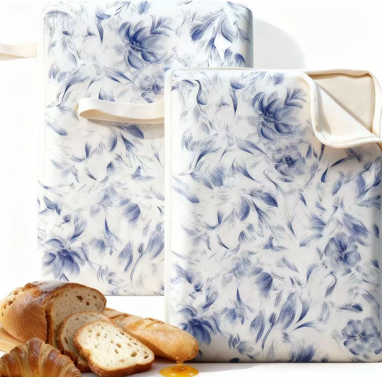 Wide Zipper Access Cotton &Beeswax Bags for Homemade Bread 2 Pack XL Reusable Beeswax Bread Bags for Homemade Bread Freezer Organic Cotton Food Storage Bags to Keep Fresh