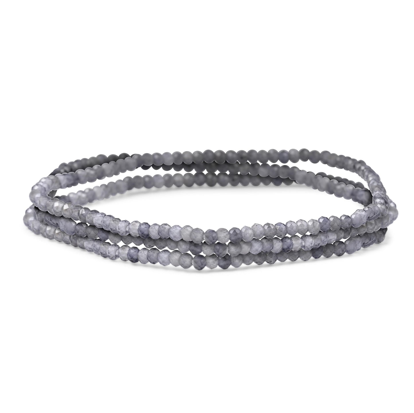 Bling Jewelry Genuine Natural Tiny Lolite Faceted Ombre Multicolor Petite Seed Caviar Rondelle Beads Blue Grey Stretch Bracelets For Women Teens Stackable Set of 3 Strands