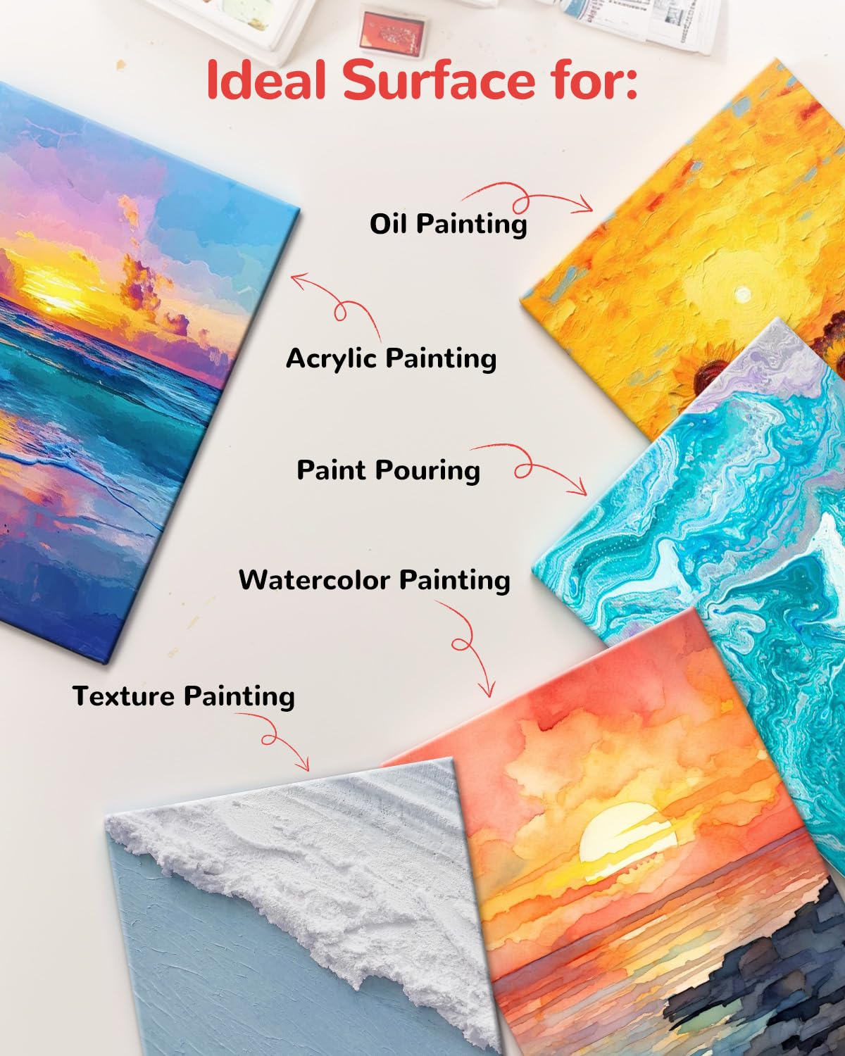 Canvas Boards 36 Pack, 9x12 Inch White Blank Painting Canvas Panels, 100% Cotton Art Supplies for Acrylics Oil Watercolor Tempera Paints
